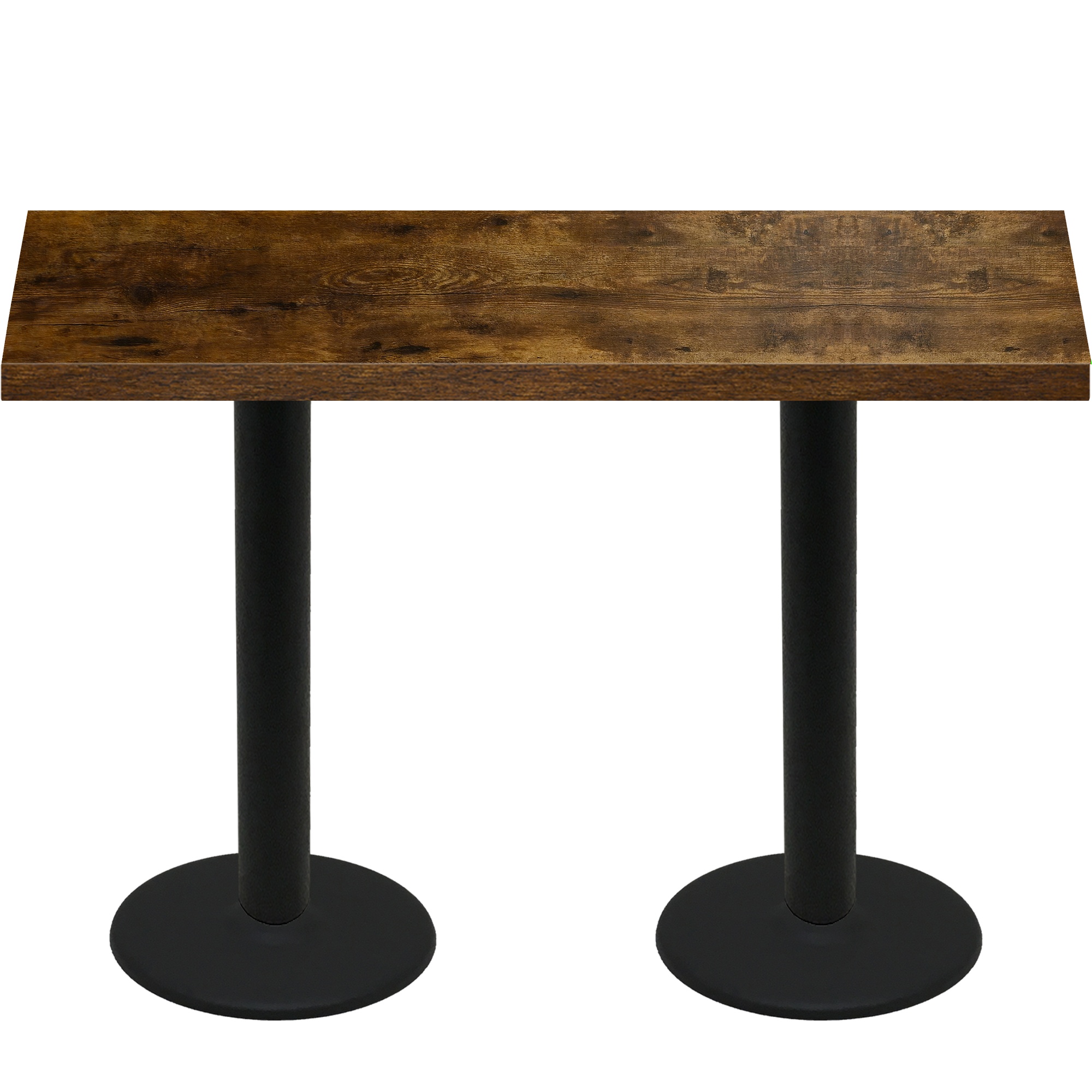 30" x 72" Urban Vintage Autumn Quick Ship Table + (2) Black Bar Height 22" Disc Bases