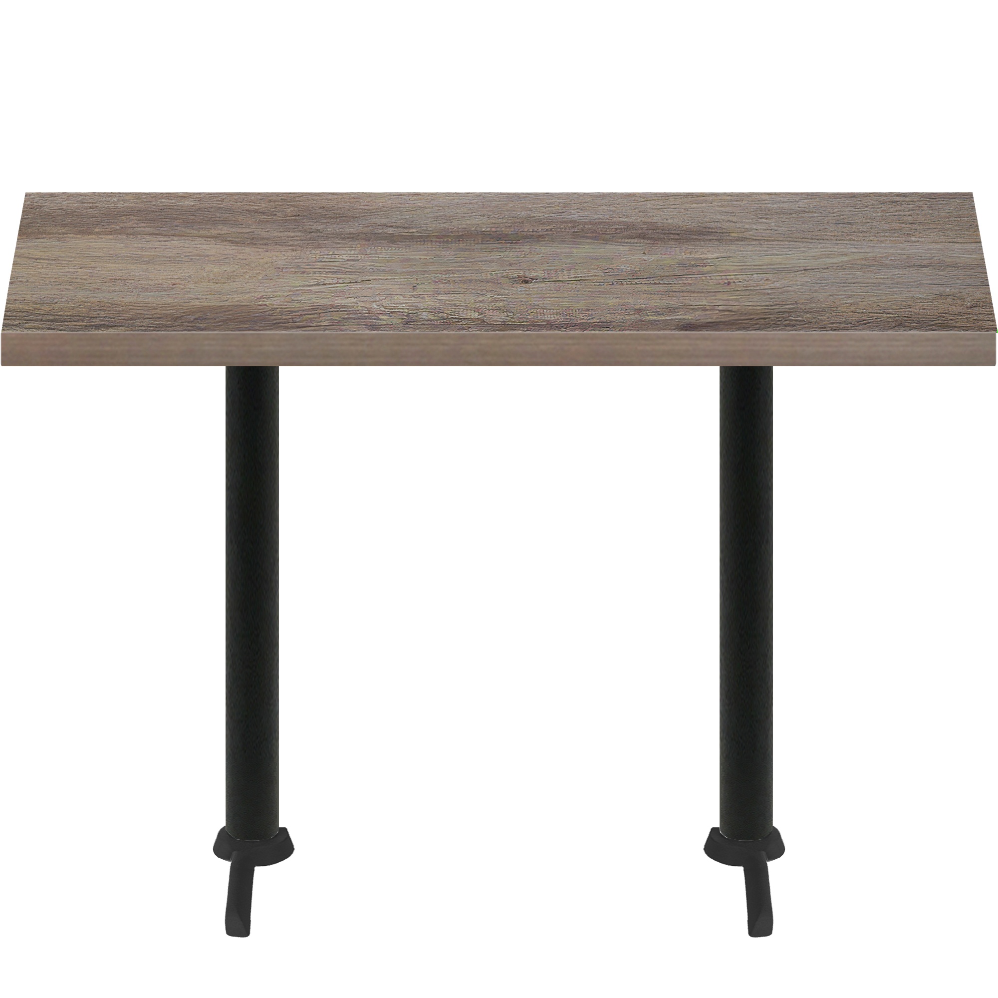 30" x 72" Urban Weathered Barnwood Quick Ship Table + (2) Black Bar Height 22" T Bases