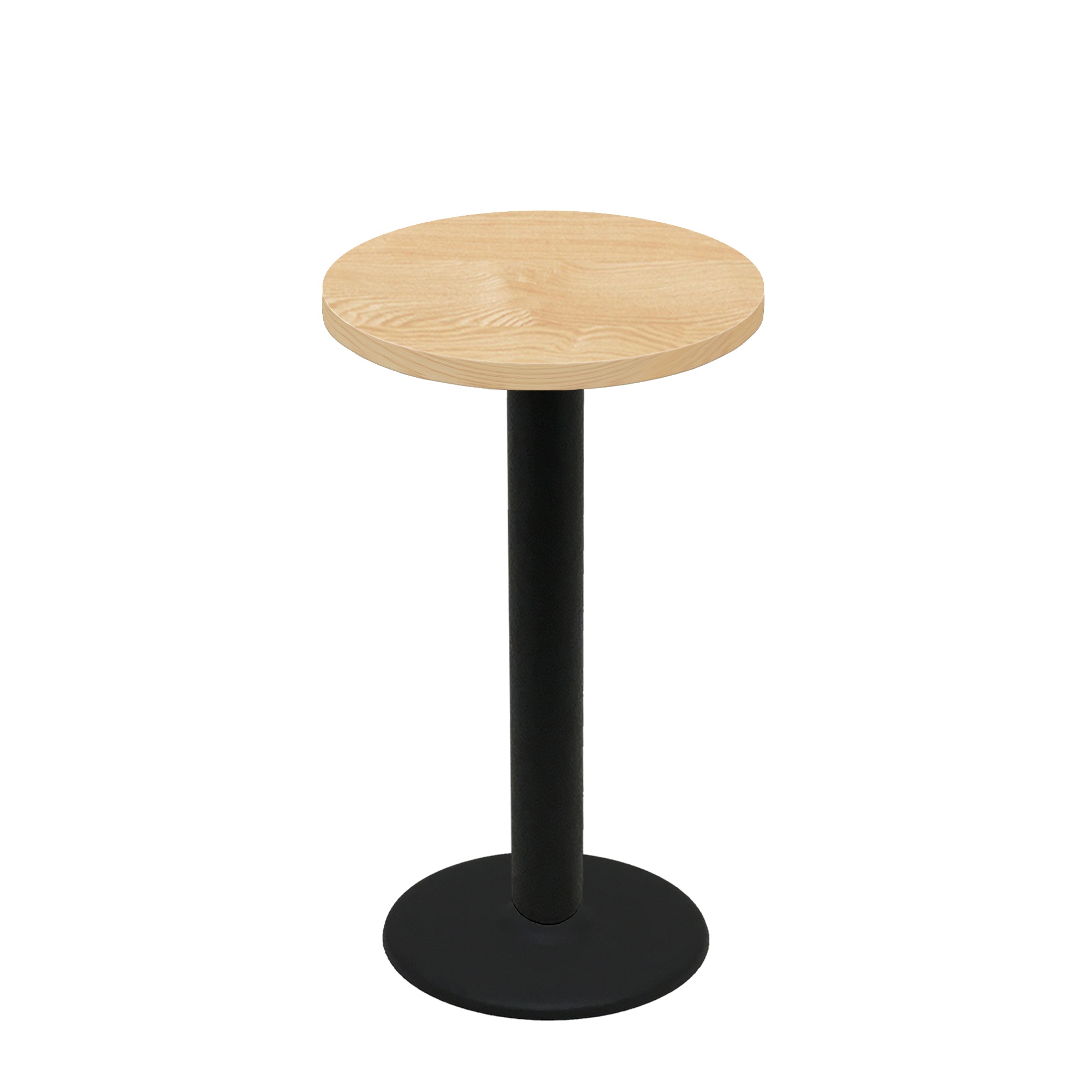 30" Round Woodland Clear Coat Finish Quick Ship Table + Black Bar Height 22" Disc Base