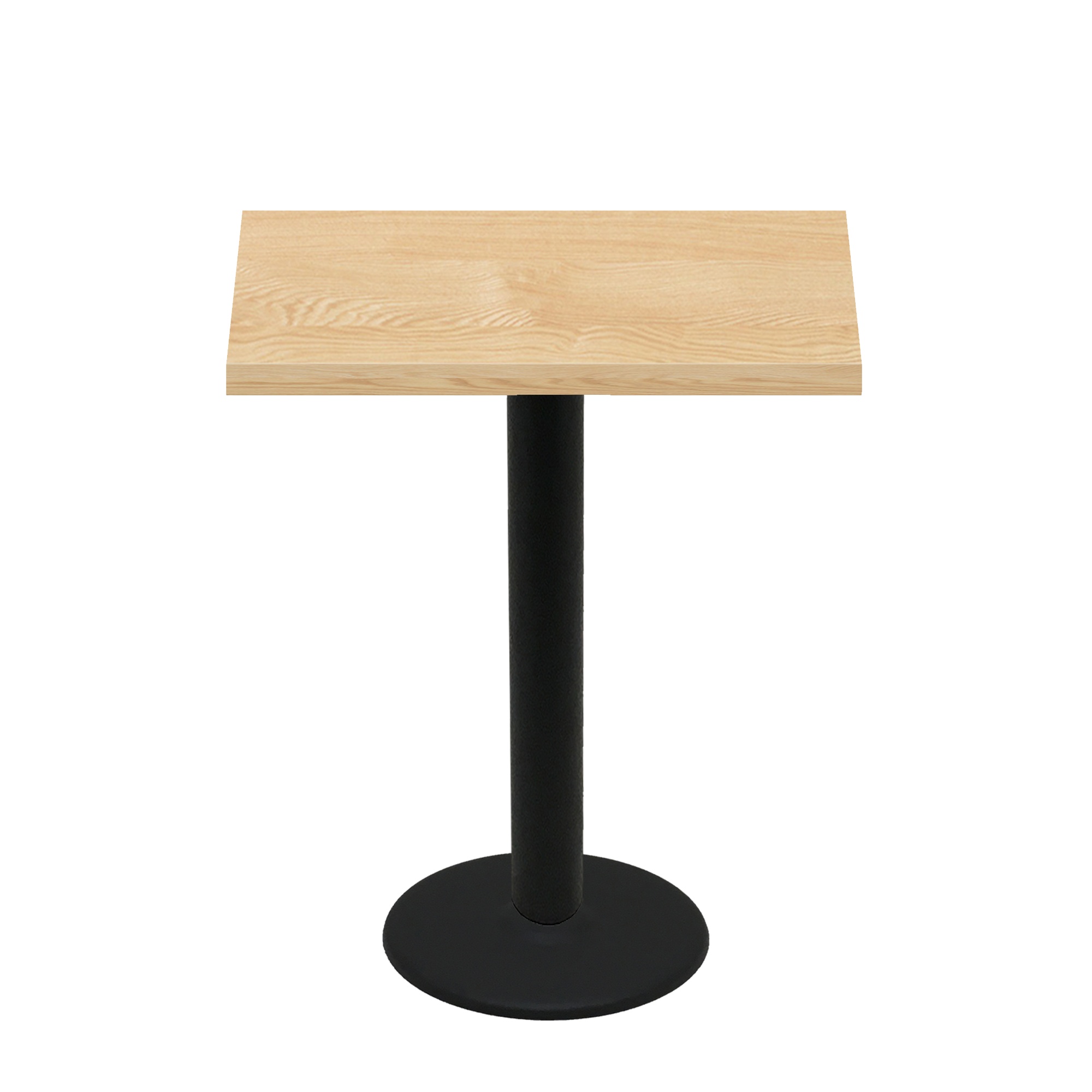 30" x 42" Woodland Clear Coat Finish Quick Ship Table + Black Bar Height 22" Disc Base