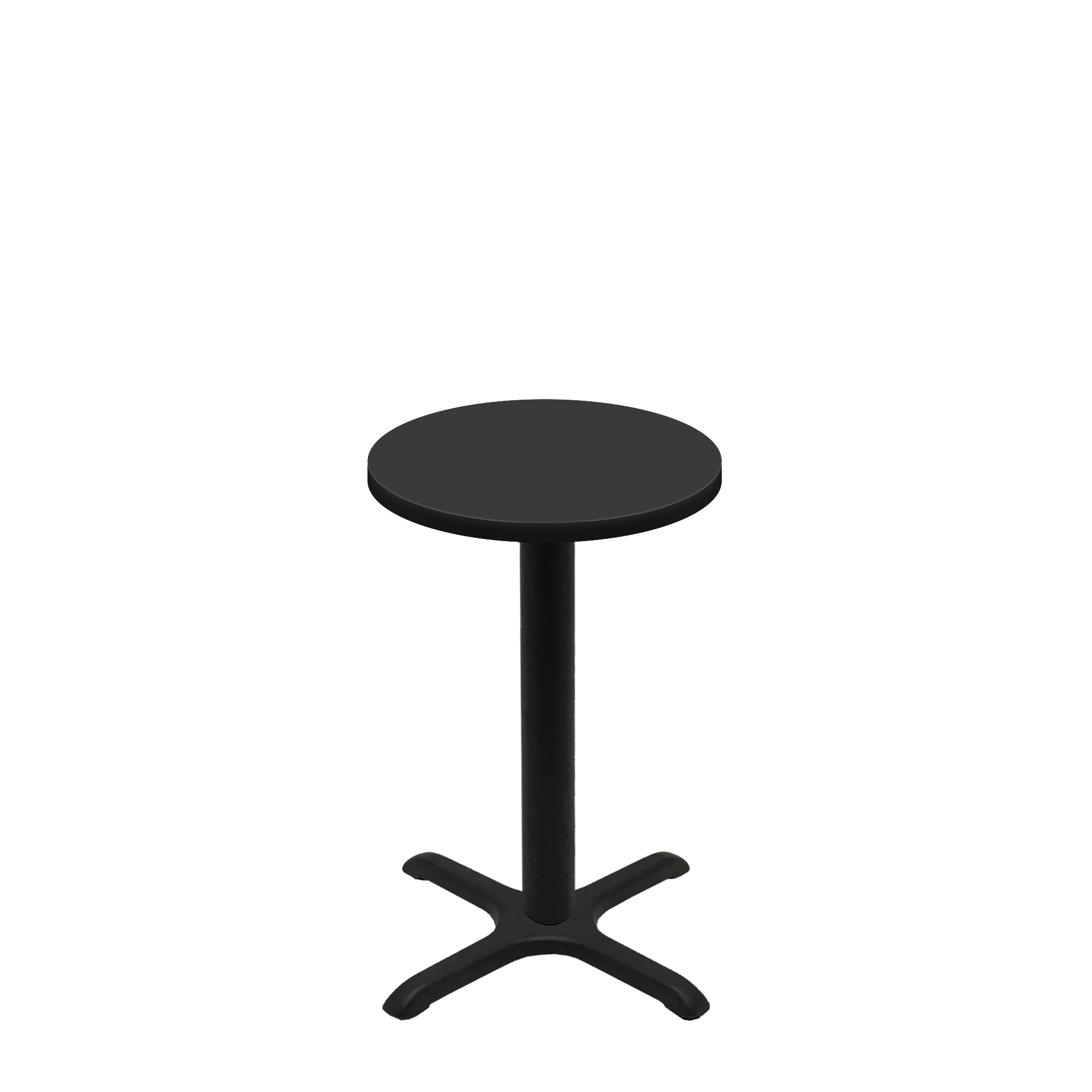 24" Round Two-Sided Mahogany/Black Quick Ship Table - Black Up + Black Standard Height 22" x 22" Cross Base