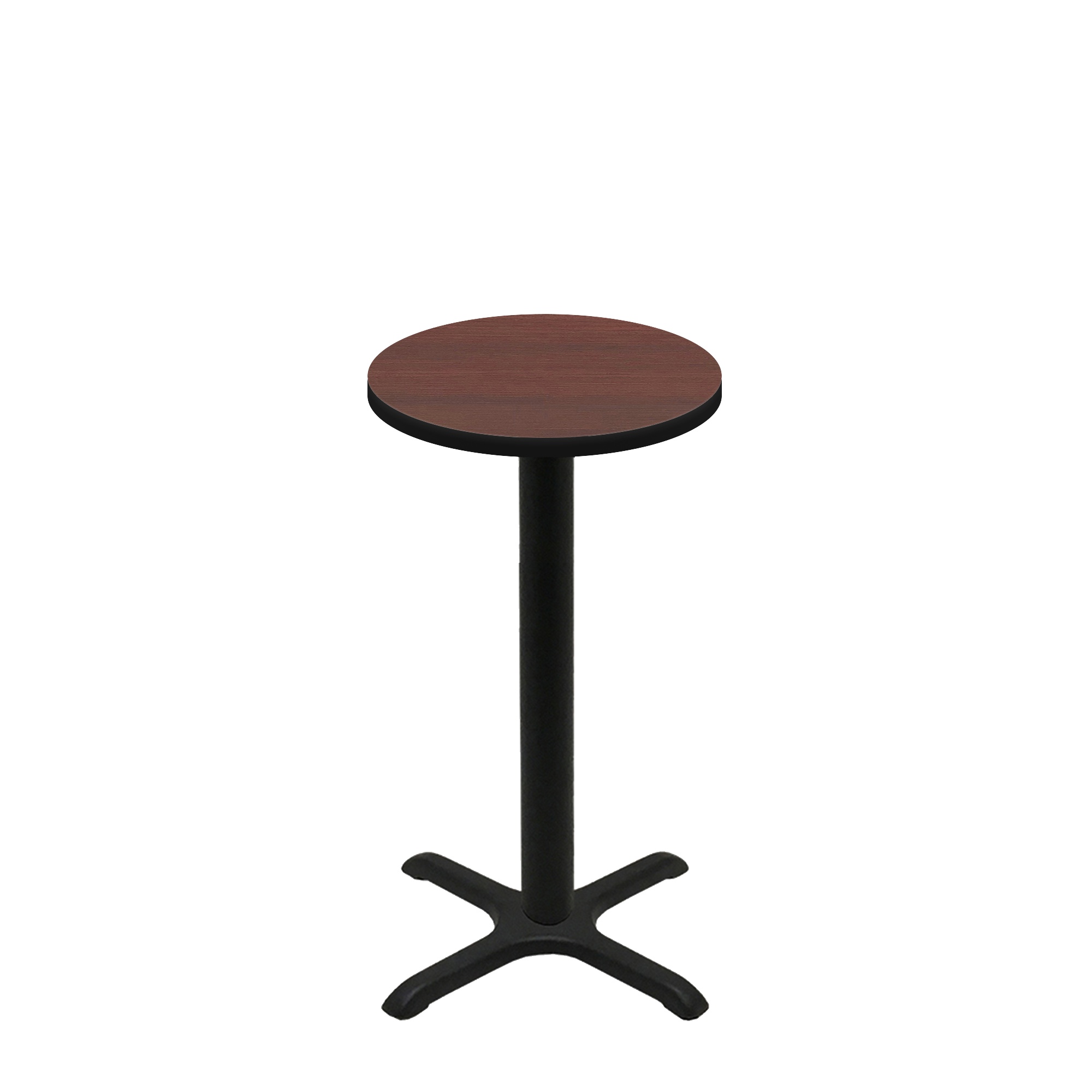 24" Round Two-Sided Mahogany/Black Quick Ship Table - Mahogany Up + Black Counter Height 22" x 22" Cross Base