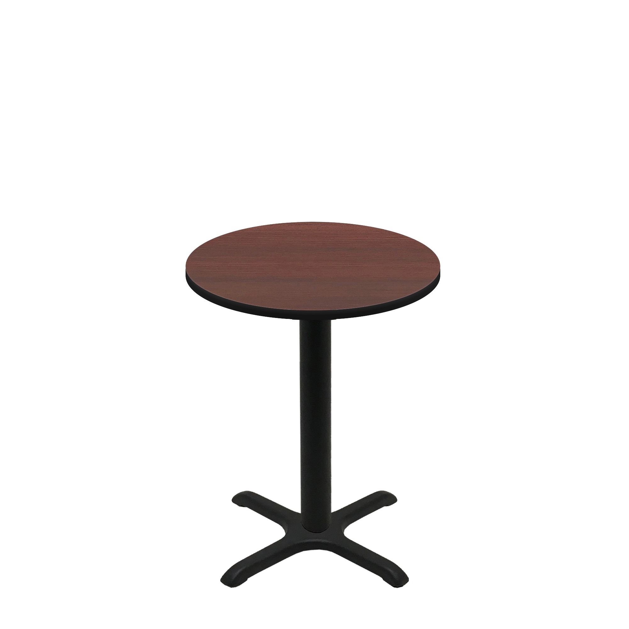 30" Round Two-Sided Mahogany/Black Quick Ship Table - Mahogany Up + Black Standard Height 22" x 22" Cross Base
