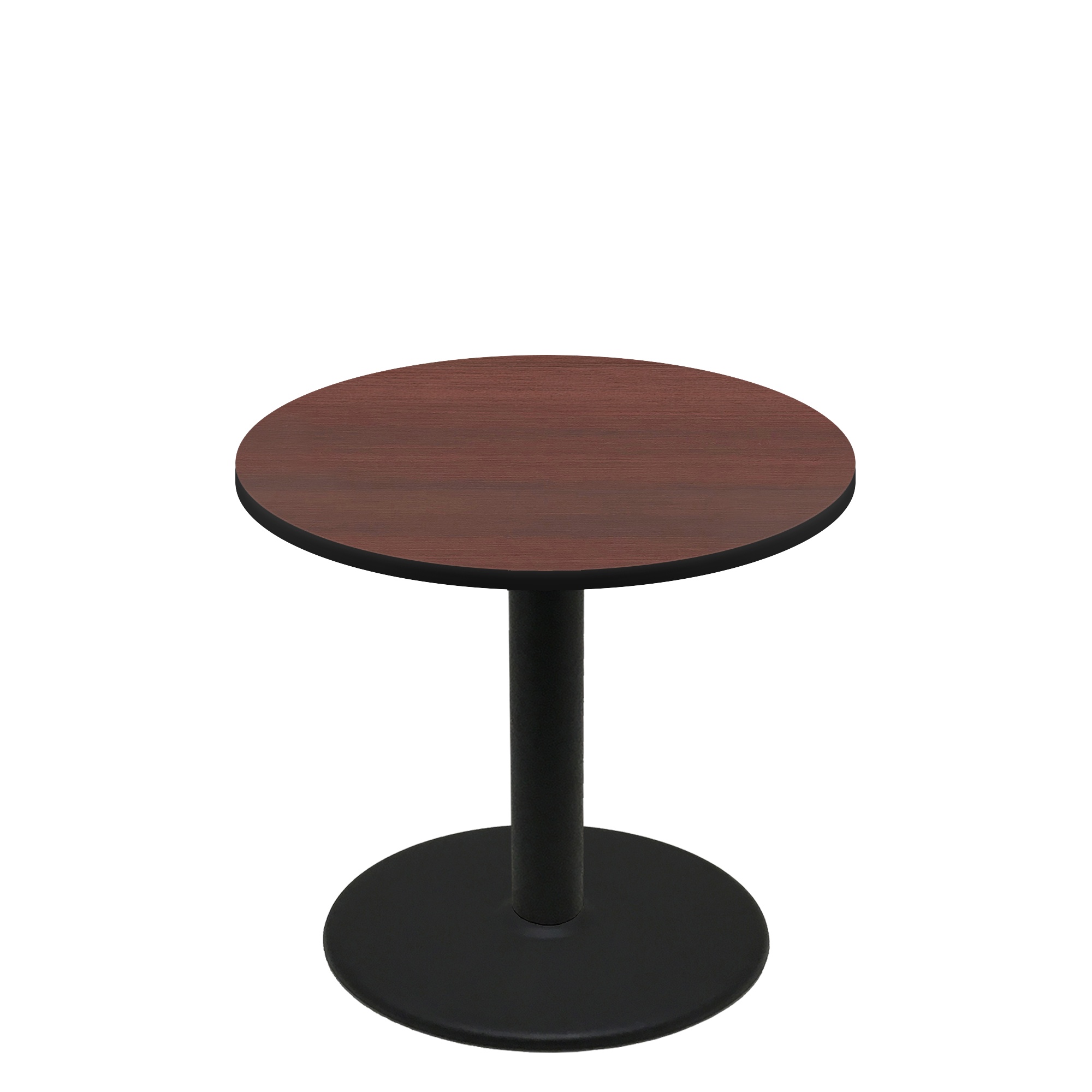 42" Round Two-Sided Mahogany/Black Quick Ship Table - Mahogany Up + Black Standard Height 30" Disc Base