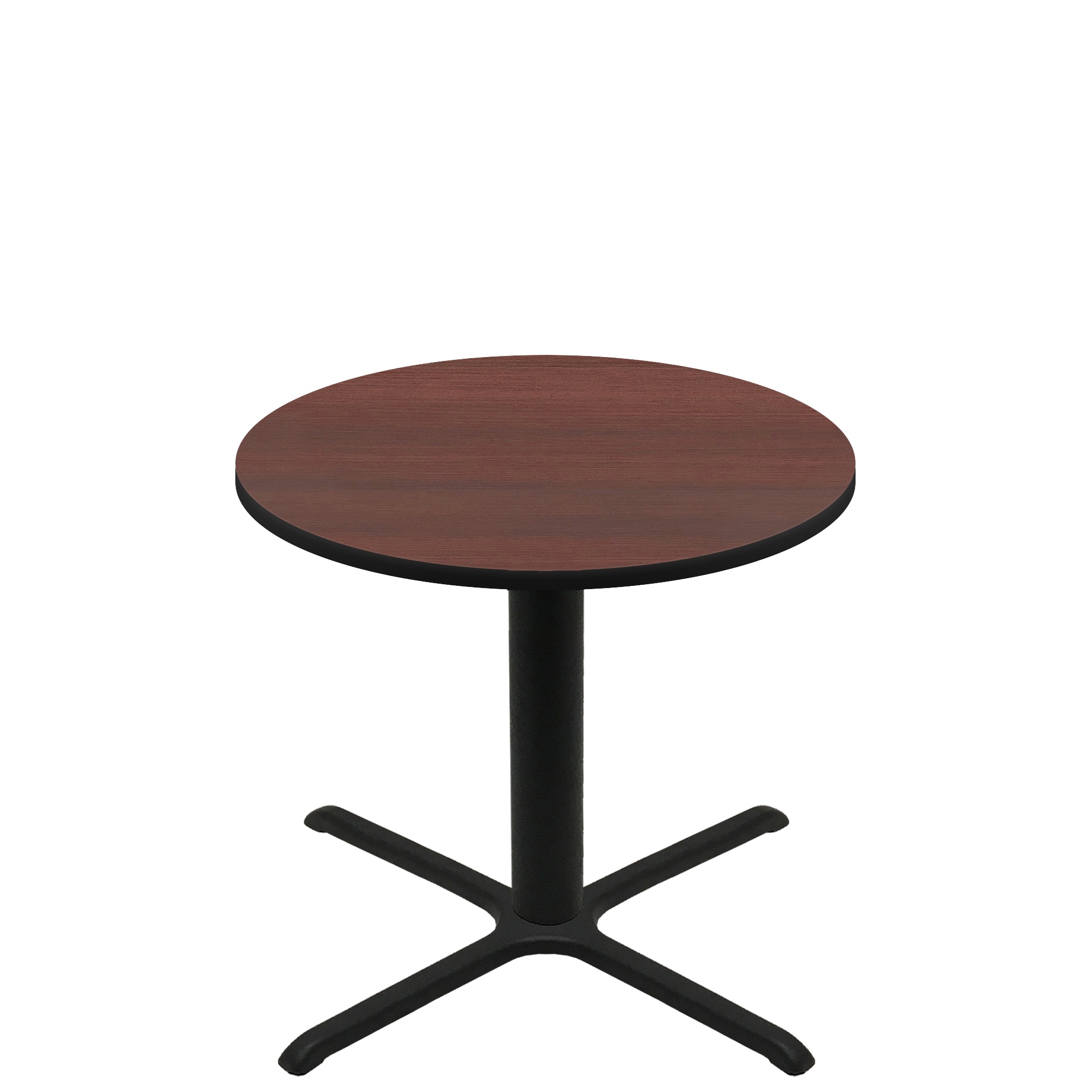 42" Round Two-Sided Mahogany/Black Quick Ship Table - Mahogany Up + Black Standard Height 36" x 36" Cross Base