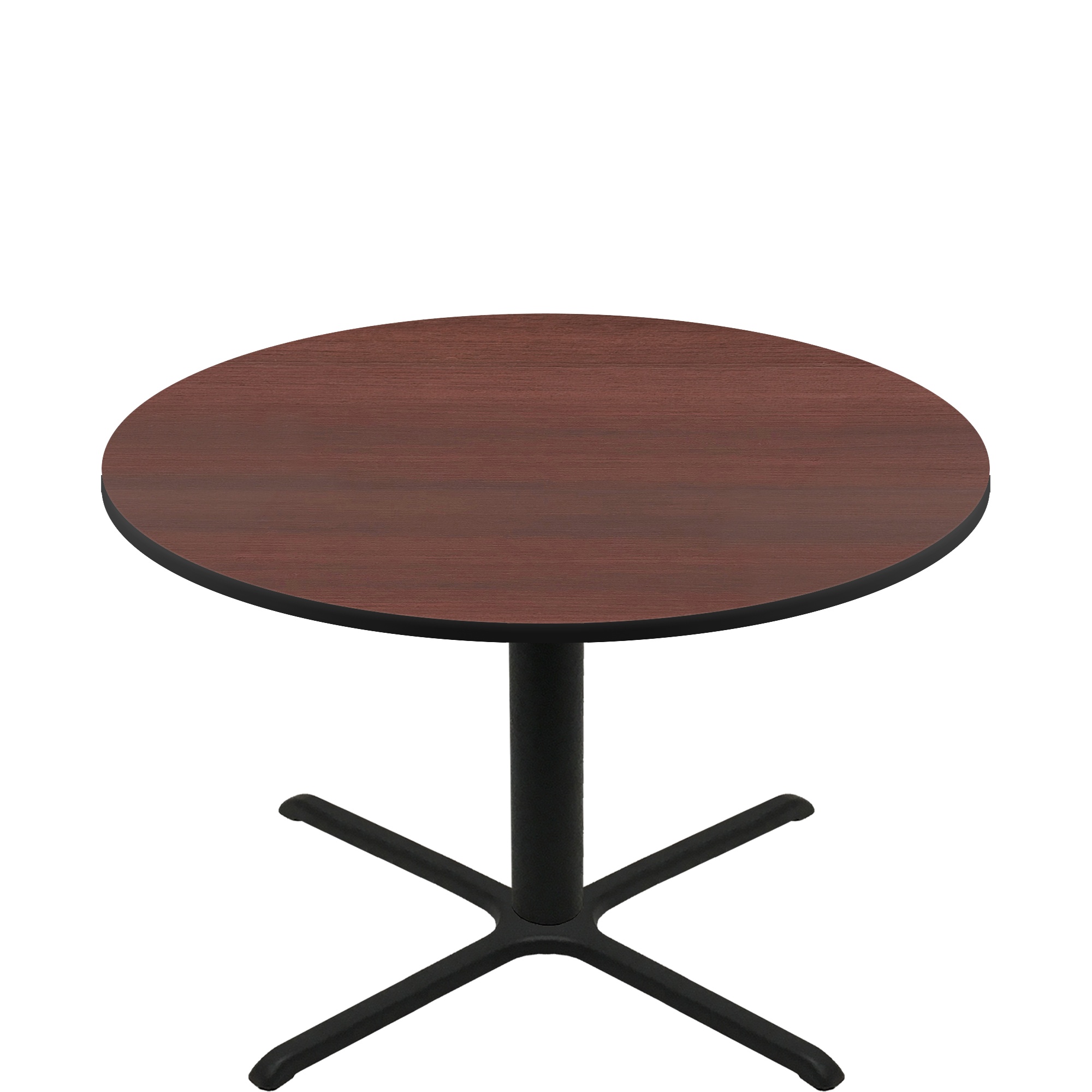 60" Round Two-Sided Mahogany/Black Quick Ship Table - Mahogany Up + Black Standard Height 40" x 40" Cross Base