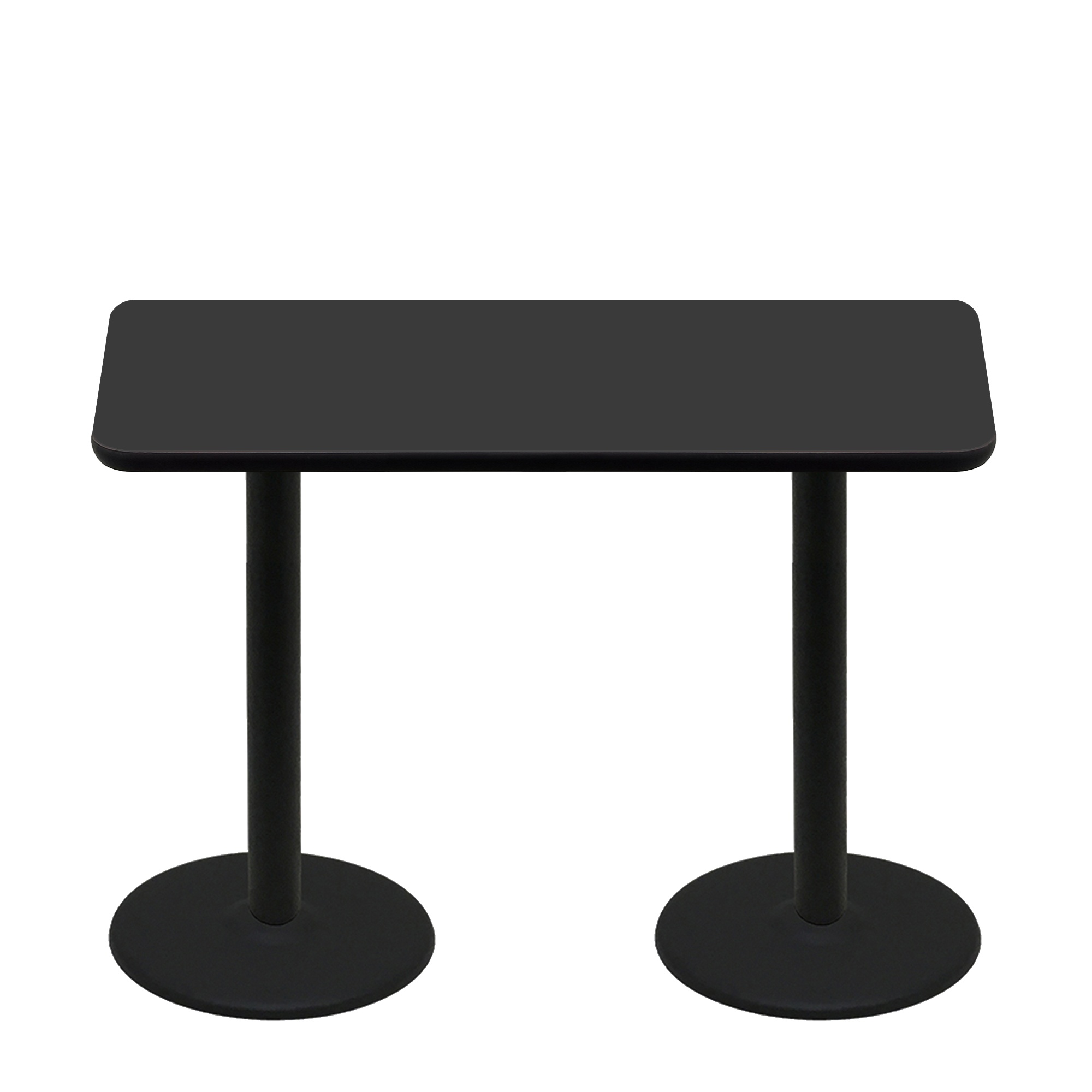 30" x 60" Two-Sided Mahogany/Black Quick Ship Table - Black Up + (2) Black Counter Height 22" Disc Bases