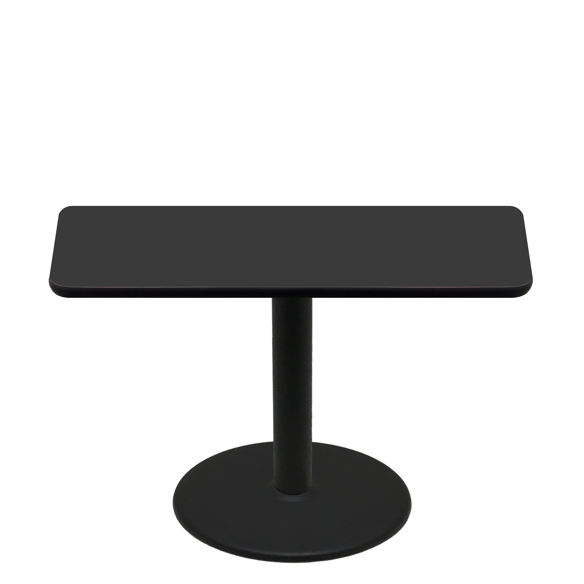 30" x 60" Two-Sided Mahogany/Black Quick Ship Table - Black Up + Black Standard Height 30" Disc Base