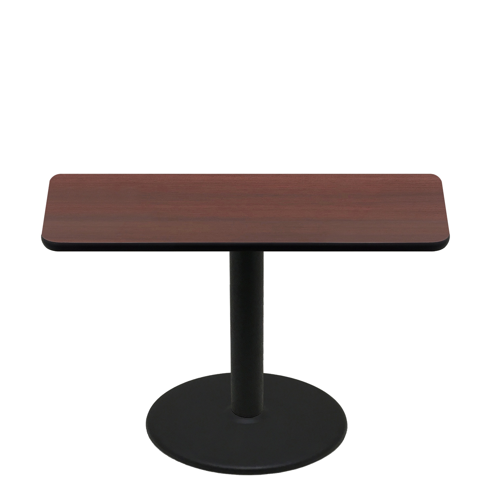 30" x 60" Two-Sided Mahogany/Black Quick Ship Table - Mahogany Up + Black Standard Height 30" Disc Base