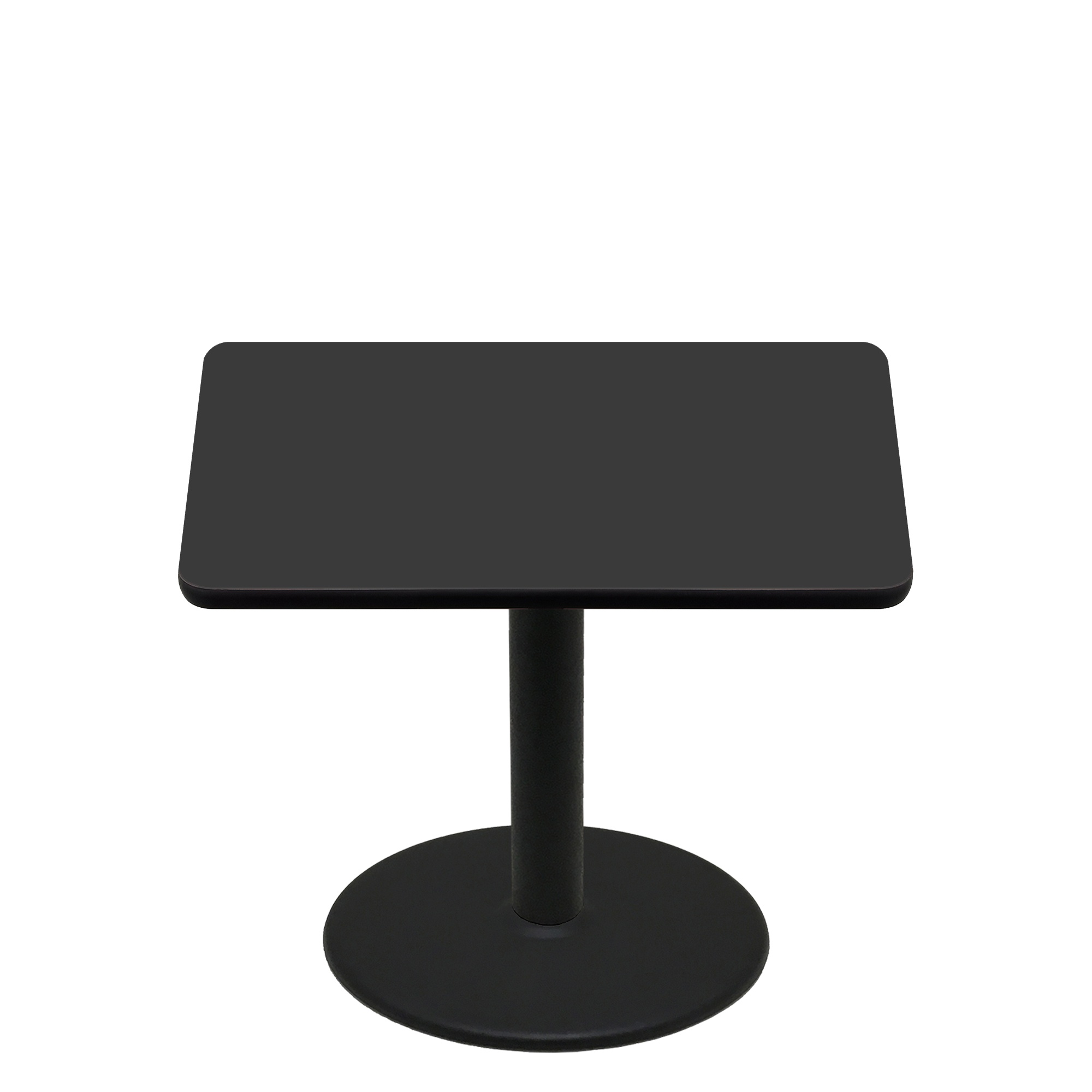 48" x 48" Two-Sided Mahogany/Black Quick Ship Table - Black Up + Black Standard Height 30" Disc Base
