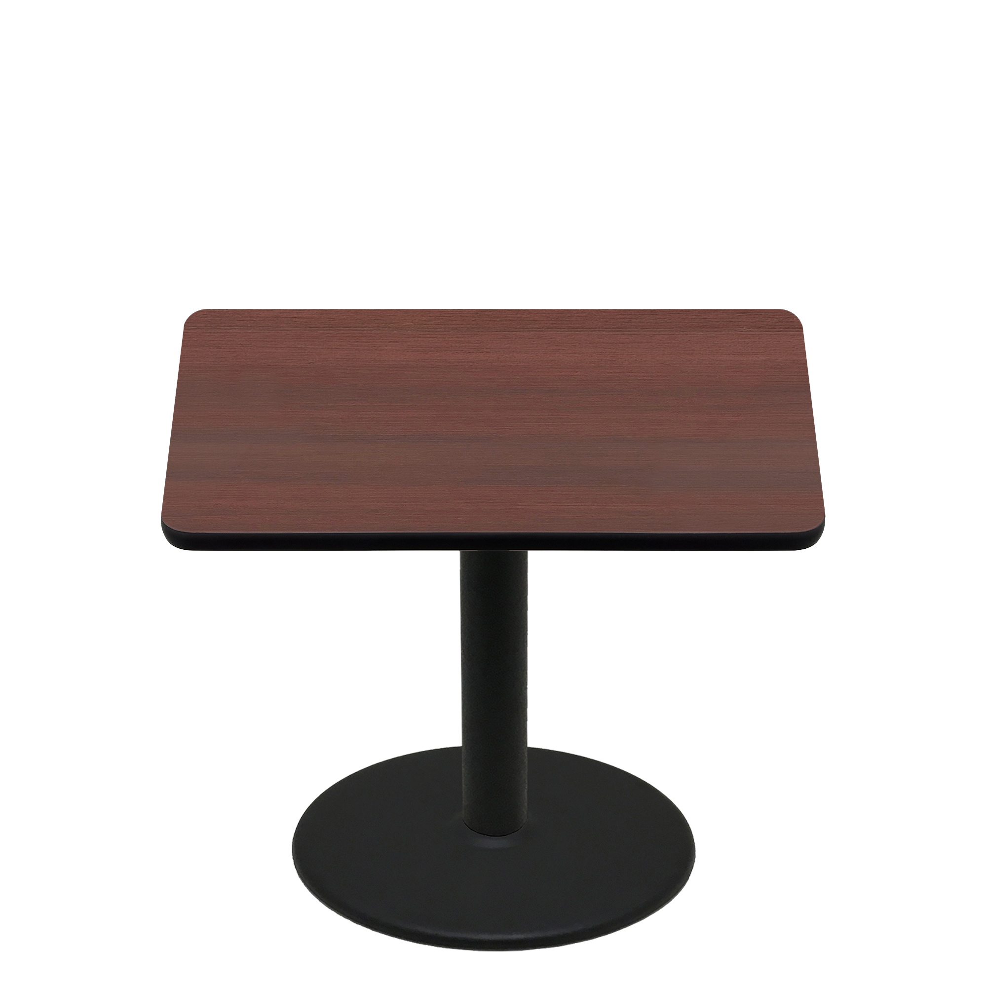 48" x 48" Two-Sided Mahogany/Black Quick Ship Table - Mahogany Up + Black Standard Height 30" Disc Base