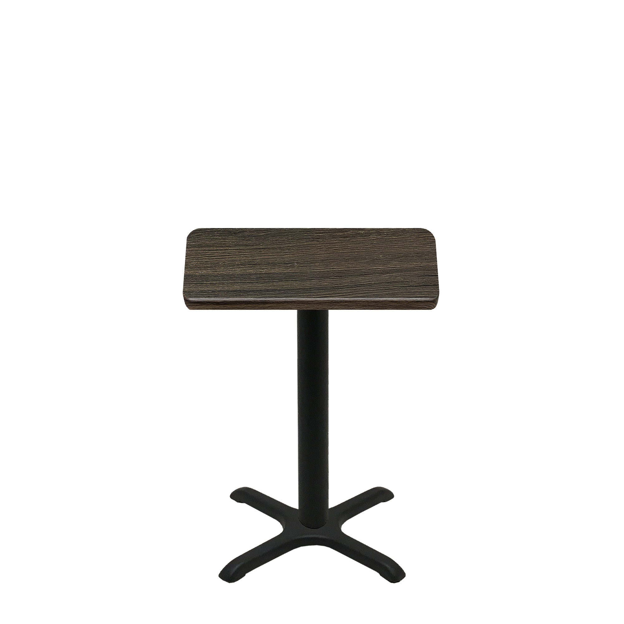 24" x 30" Thermoform Dark Walnut Quick Ship Table + Black Standard Height 22" x 22" Cross Base