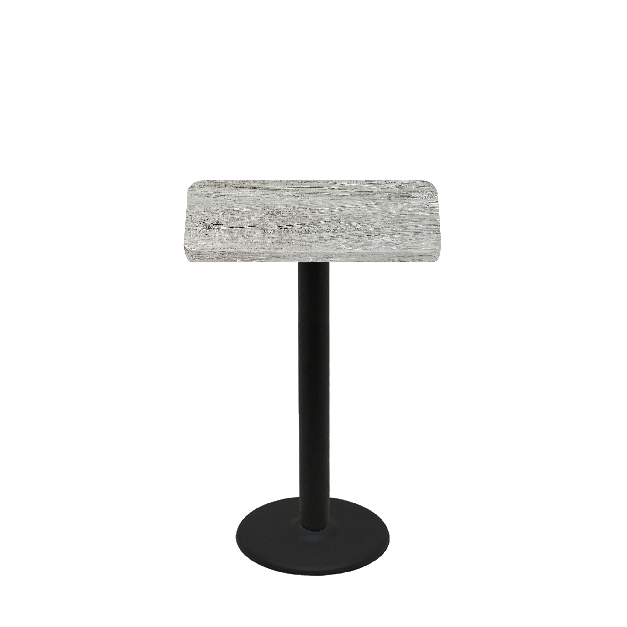 24" x 30" Thermoform Gray Barn Board Quick Ship Table + Black Counter Height 18" Disc Base