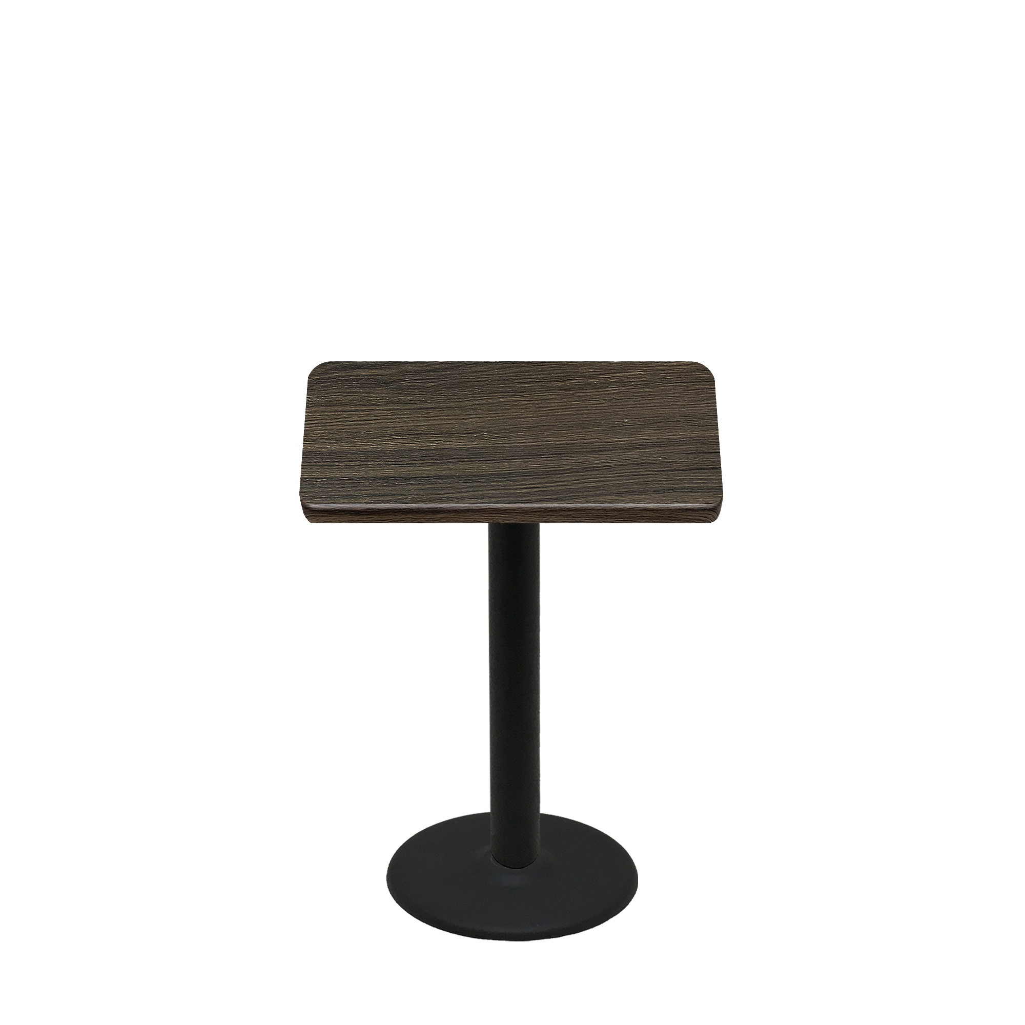 30" x 30" Thermoform Dark Walnut Quick Ship Table + Black Standard Height 18" Disc Base