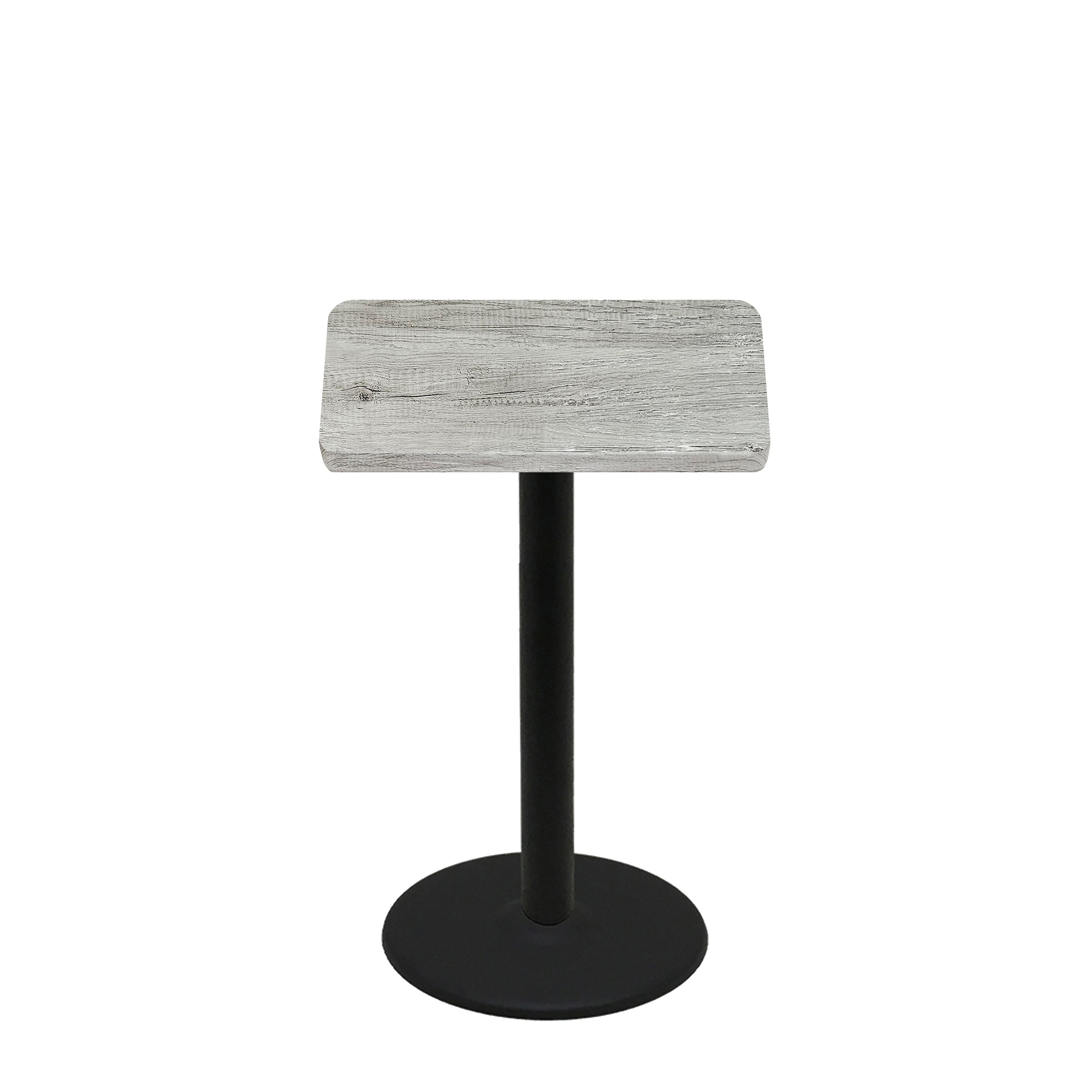 30" x 30" Thermoform Gray Barn Board Quick Ship Table + Black Counter Height 22" Disc Base