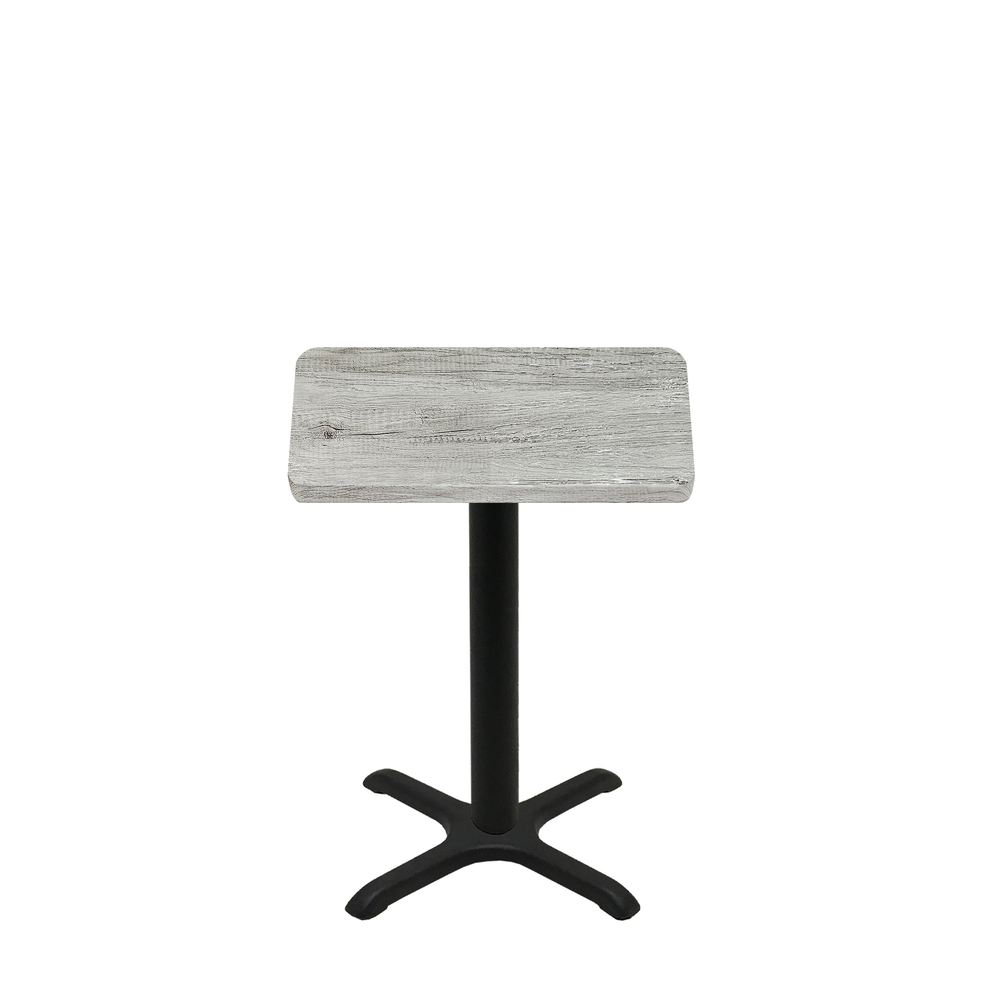 30" x 30" Thermoform Gray Barn Board Quick Ship Table + Black Standard Height 22" x 22" Cross Base