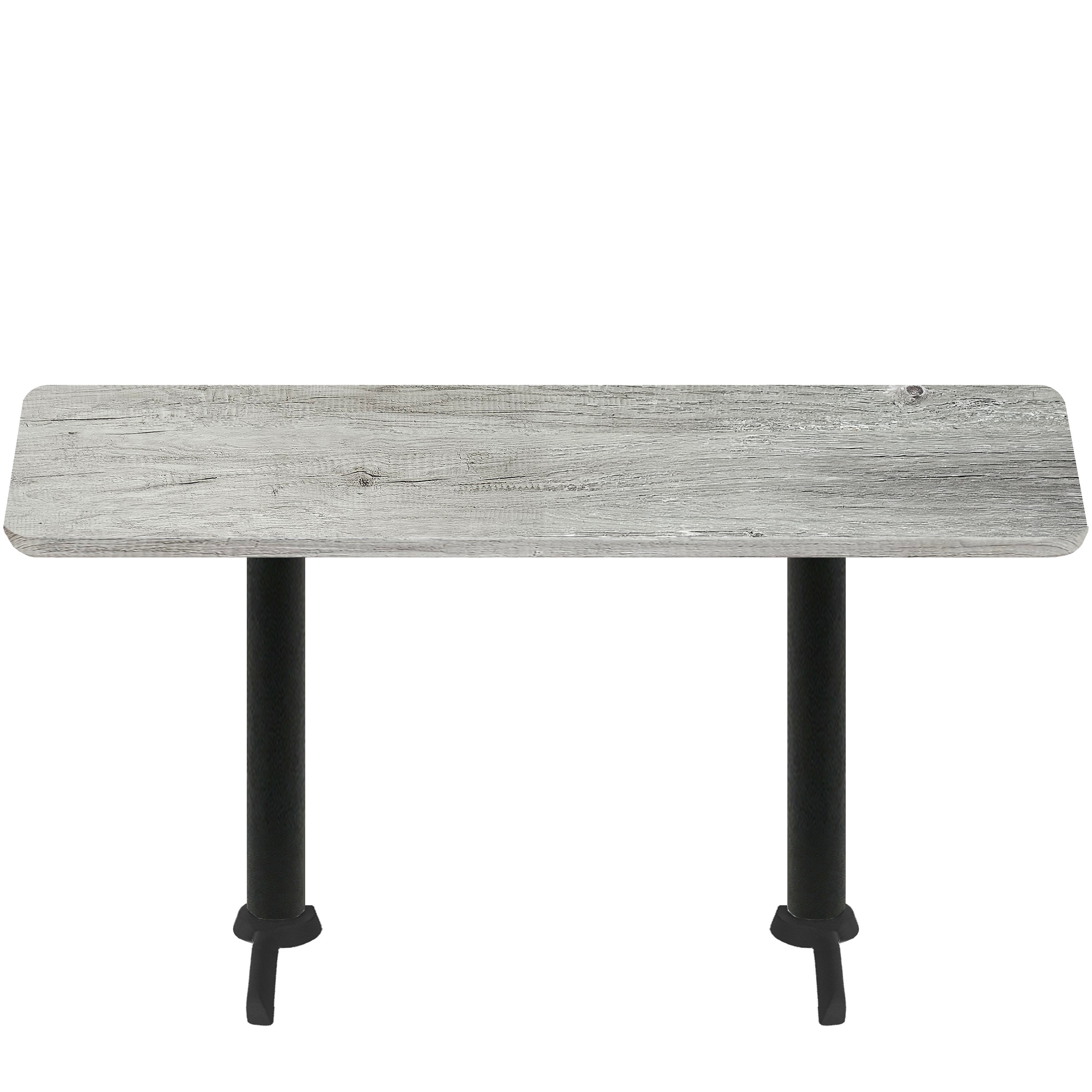 30" x 72" Thermoform Gray Barn Board Quick Ship Table + (2) Black Standard Height 22" T Bases