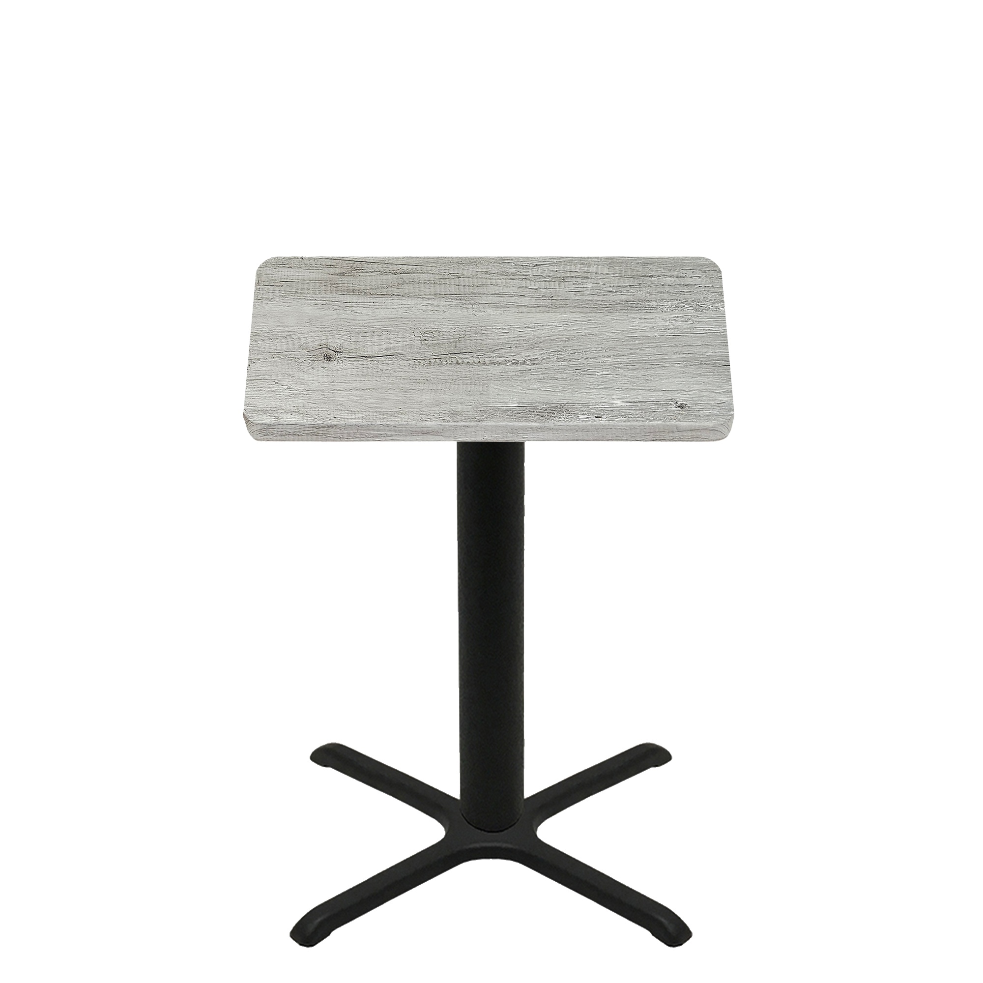 36" x 36" Thermoform Gray Barn Board Quick Ship Table + Black Counter Height 30" x 30" Cross Base