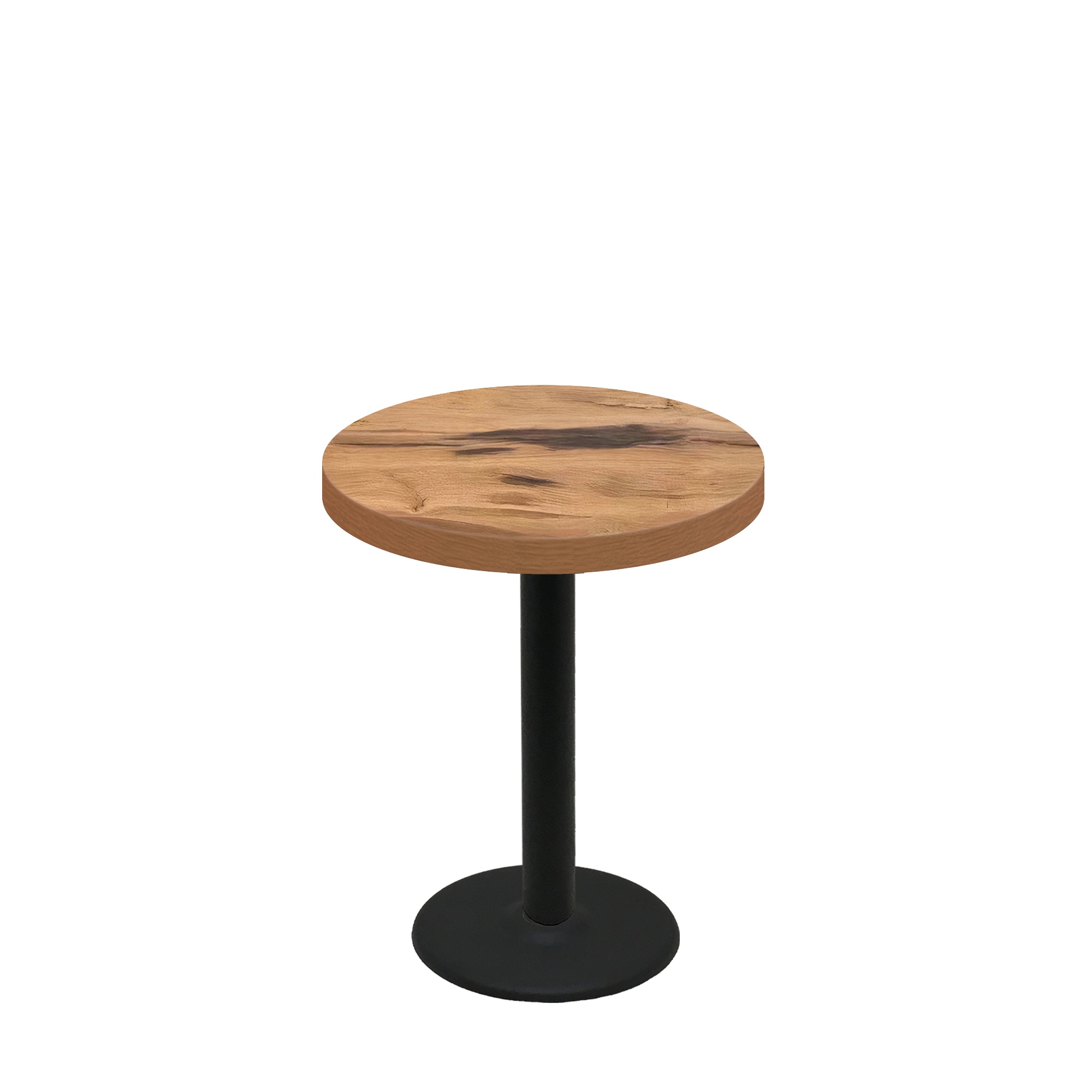 30" Round Urban Natural Heartwood Quick Ship Table + Black Standard Height 18" Disc Base