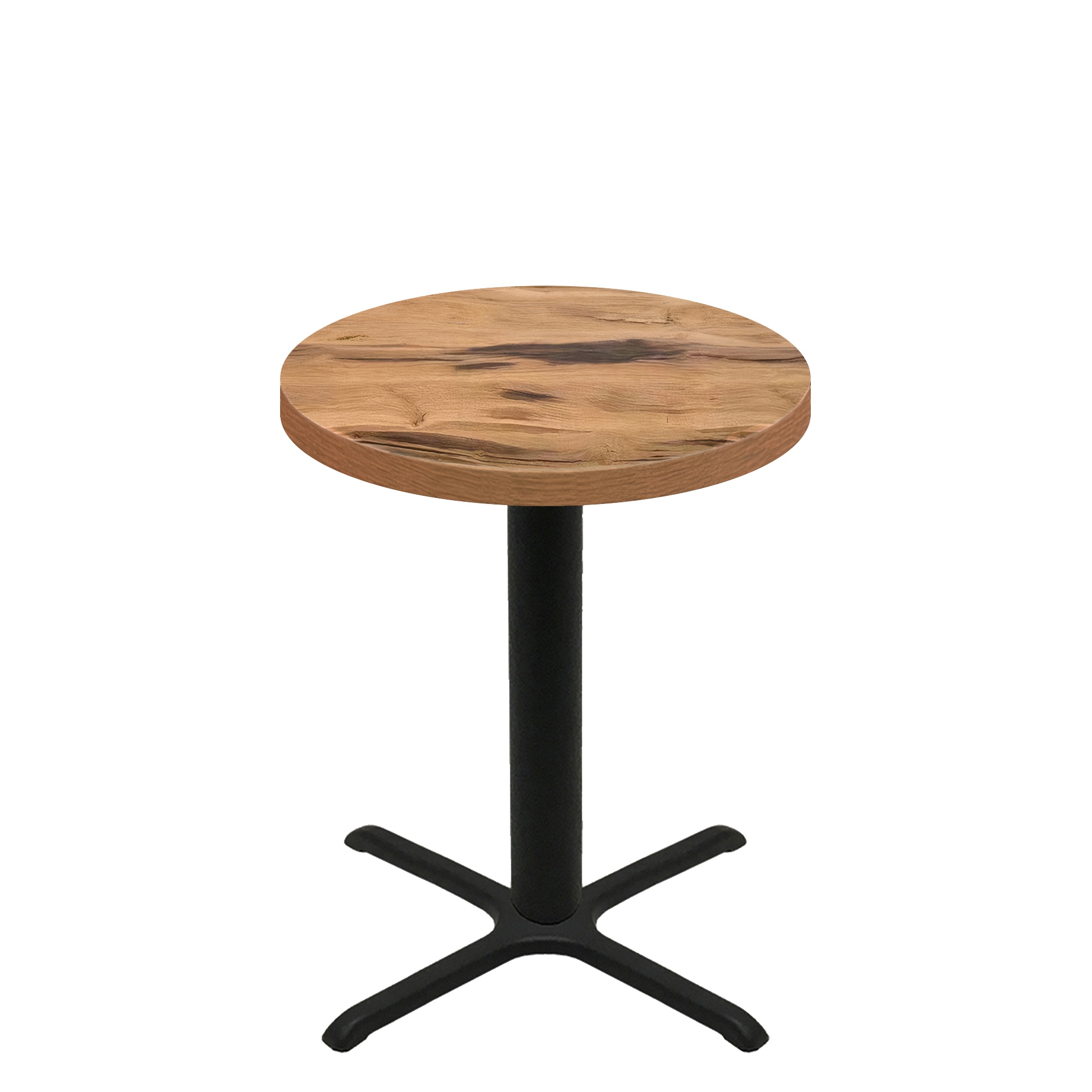 36" Round Urban Natural Heartwood Quick Ship Table + Black Counter Height 30" x 30" Cross Base