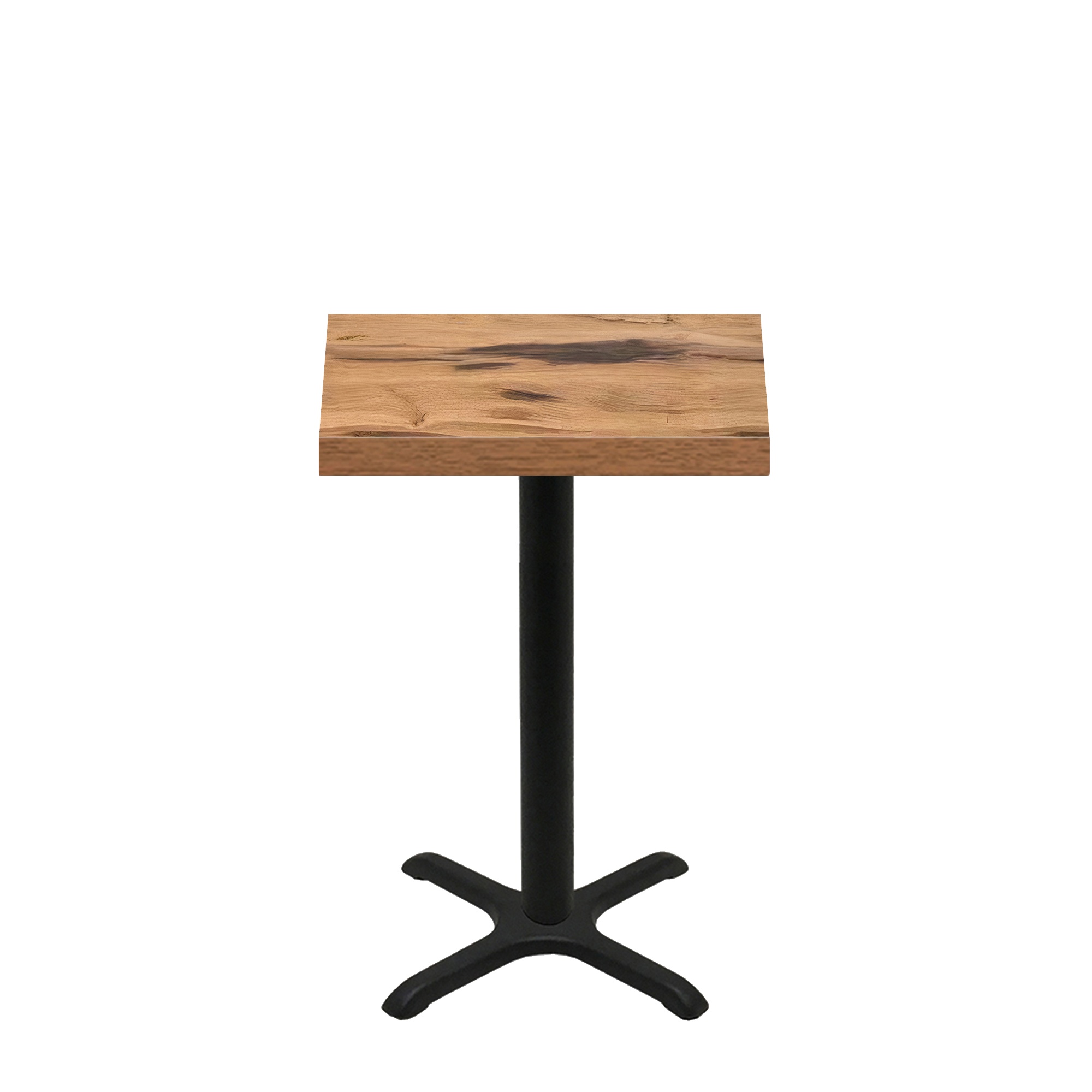 24" x 30" Urban Natural Heartwood Quick Ship Table + Black Counter Height 22" x 22" Cross Base