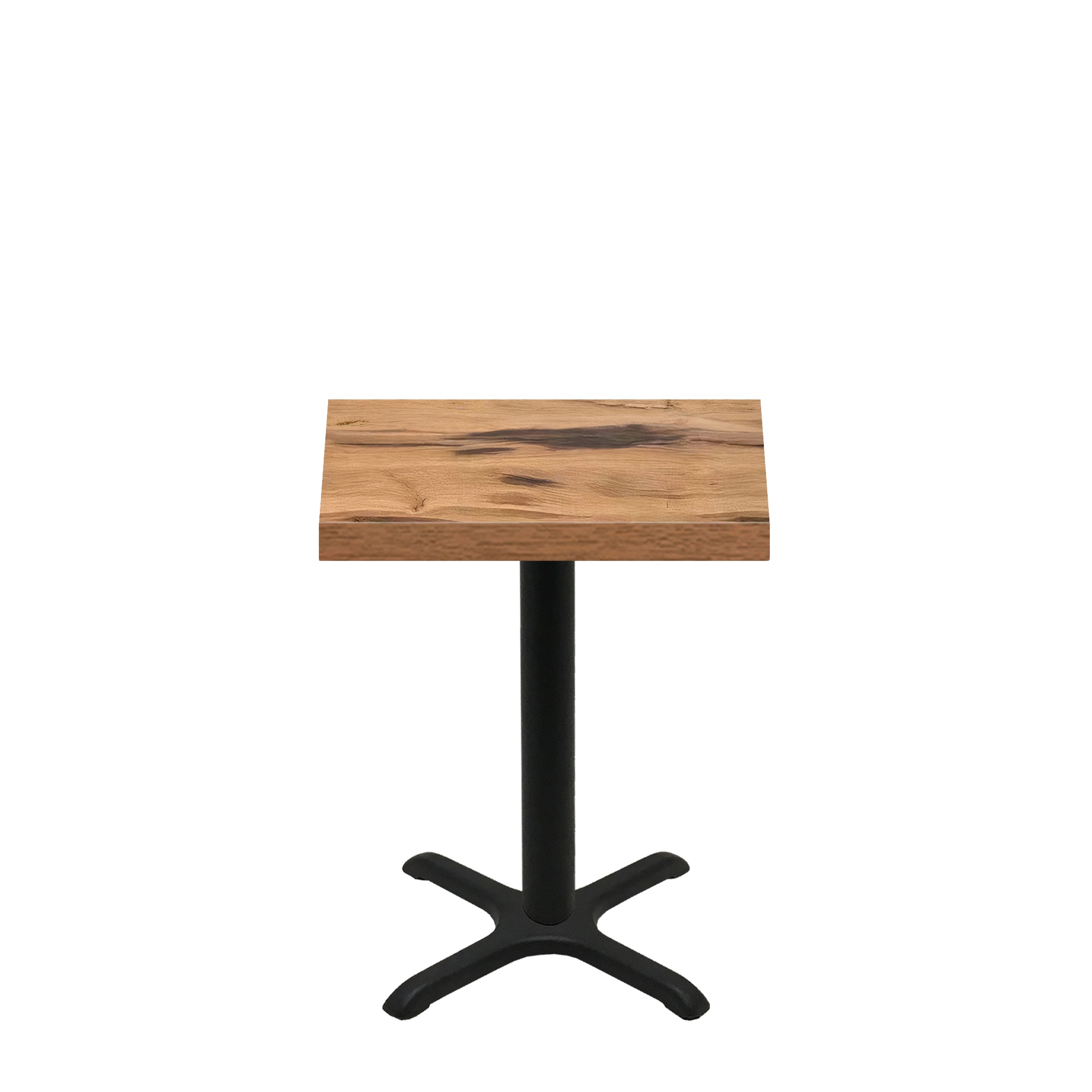 24" x 30" Urban Natural Heartwood Quick Ship Table + Black Standard Height 22" x 22" Cross Base
