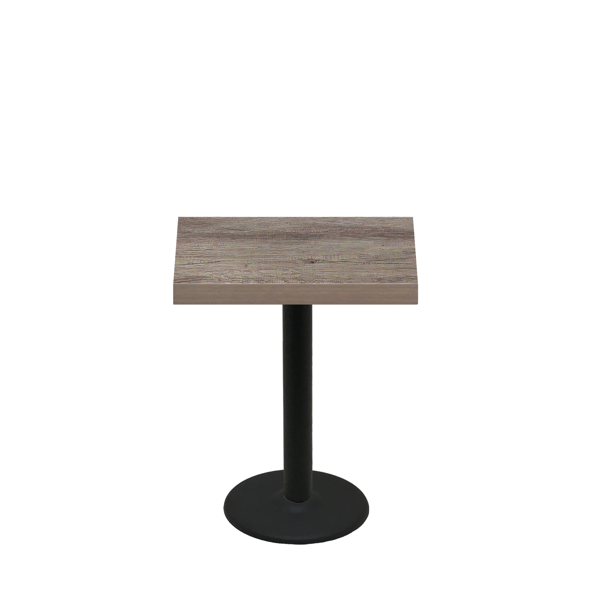 24" x 30" Urban Weathered Barnwood Quick Ship Table + Black Standard Height 18" Disc Base