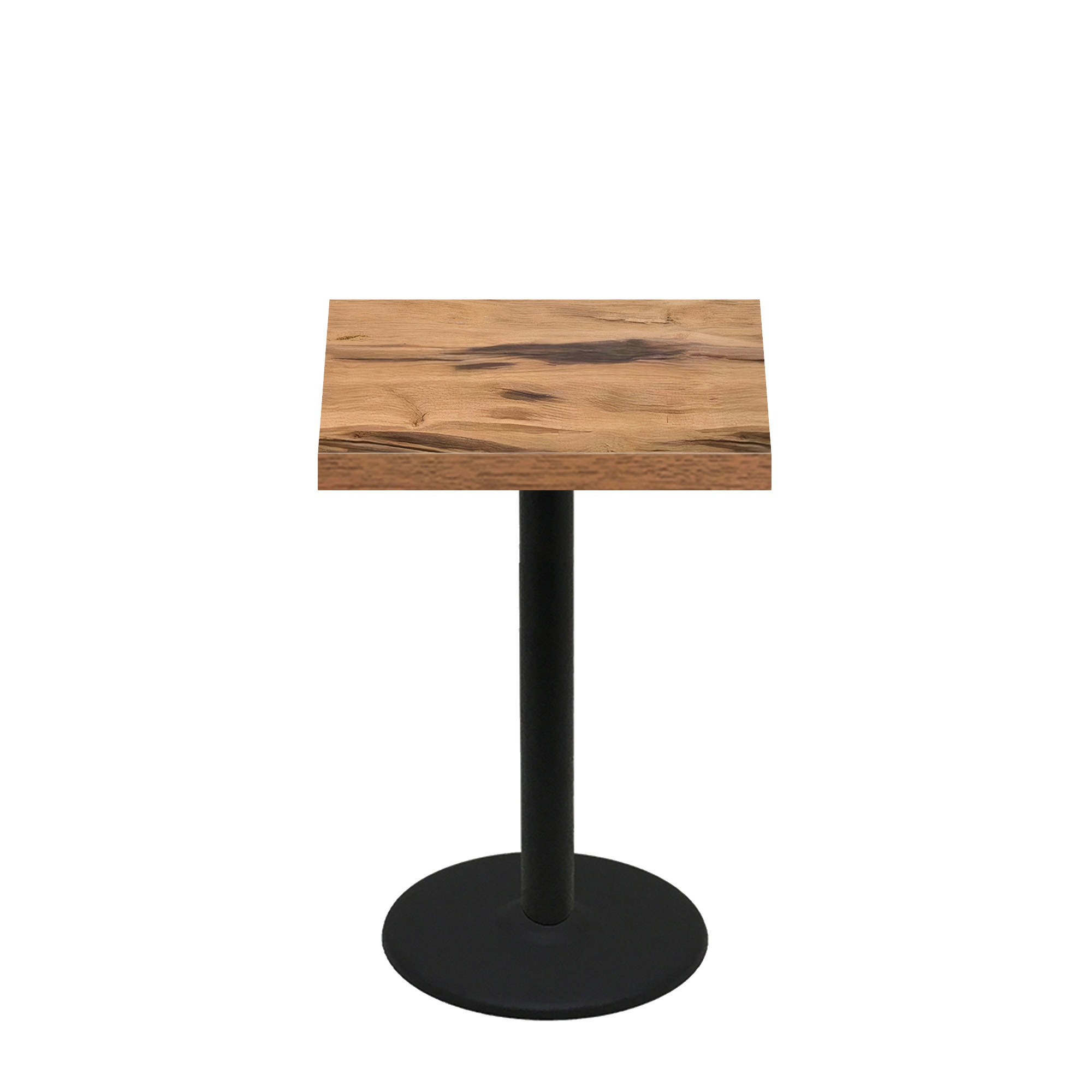 30" x 30" Urban Natural Heartwood Quick Ship Table + Black Counter Height 22" Disc Base