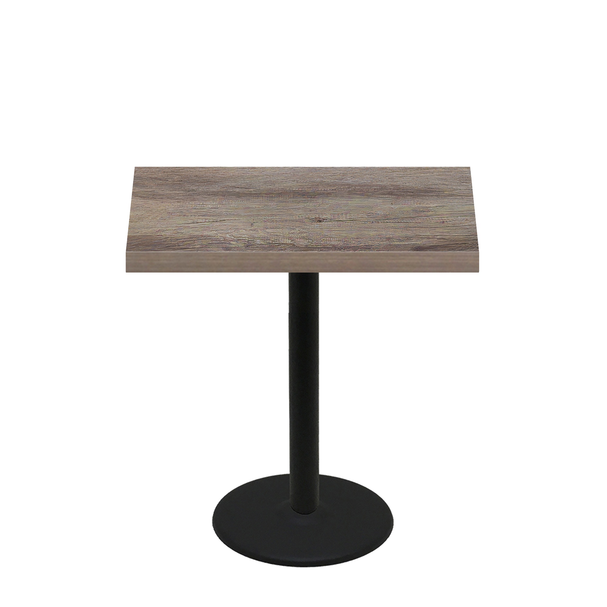 30" x 42" Urban Weathered Barnwood Quick Ship Table + Black Counter Height 22" Disc Base
