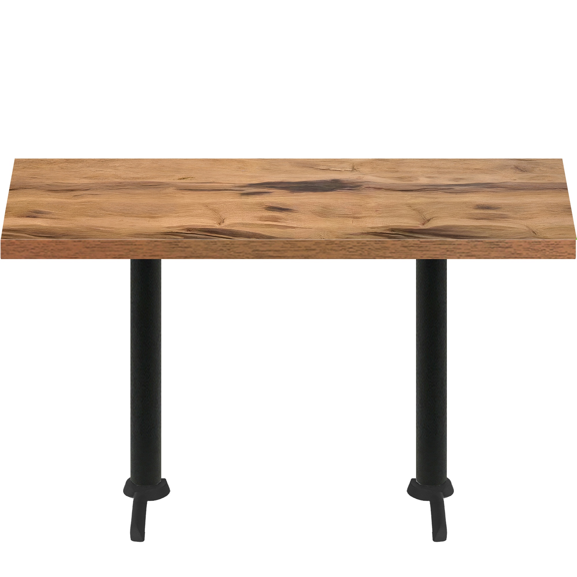 30″ x 72″ Urban Natural Heartwood Quick Ship Table + (2) Black Counter Height 22″ T Bases