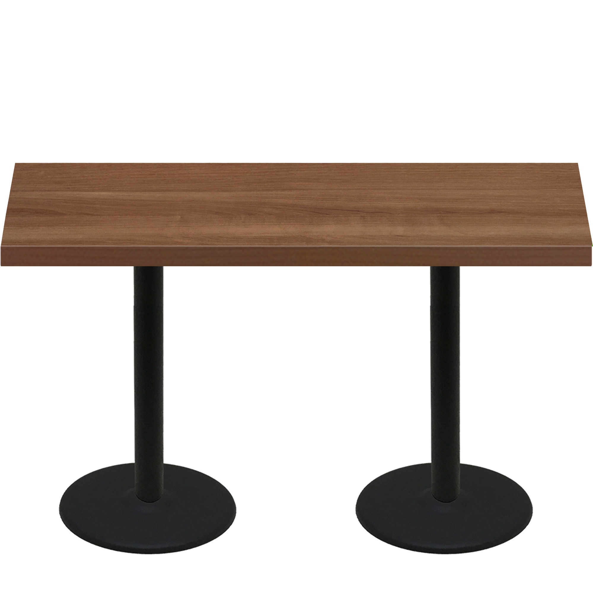30" x 72" Urban Toasted Birch Quick Ship Table + (2) Black Counter Height 22" Disc Bases