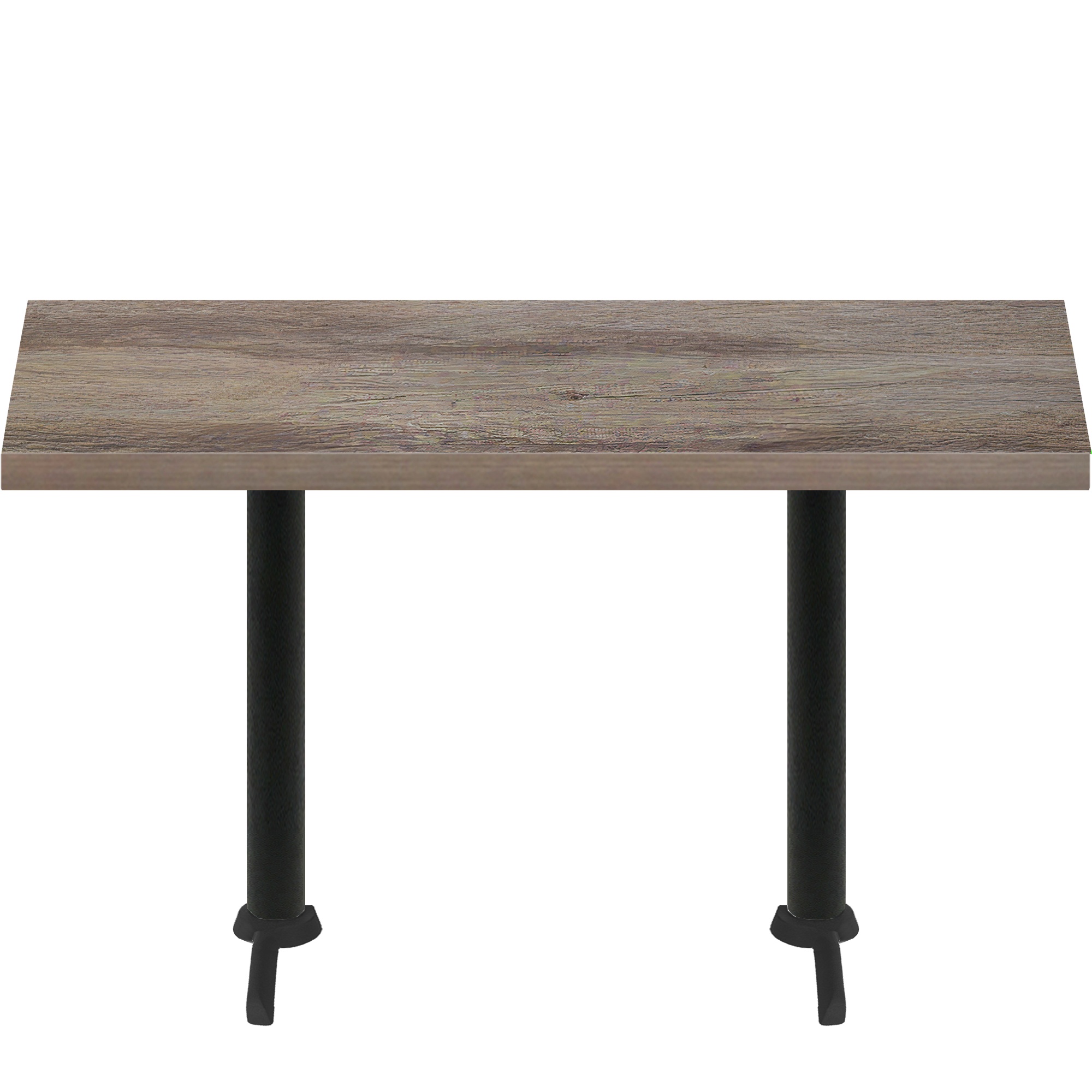 30″ x 72″ Urban Weathered Barnwood Quick Ship Table + (2) Black Counter Height 22″ T Bases