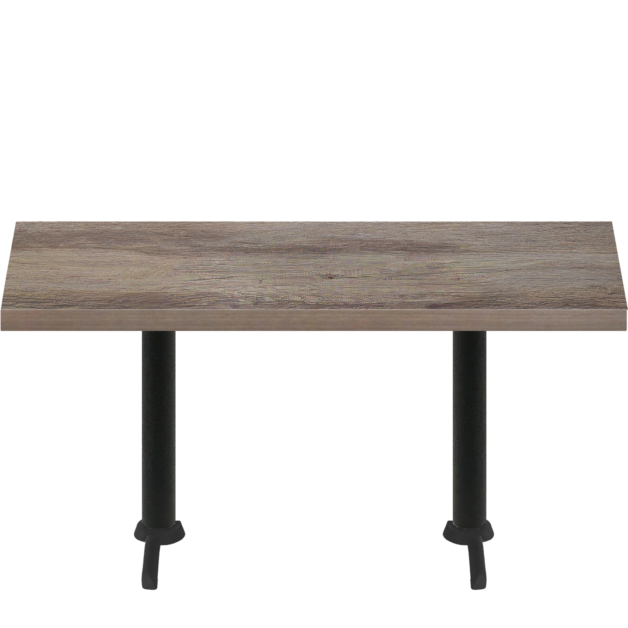 30″ x 72″ Urban Weathered Barnwood Quick Ship Table + (2) Black Standard Height 22″ T Bases