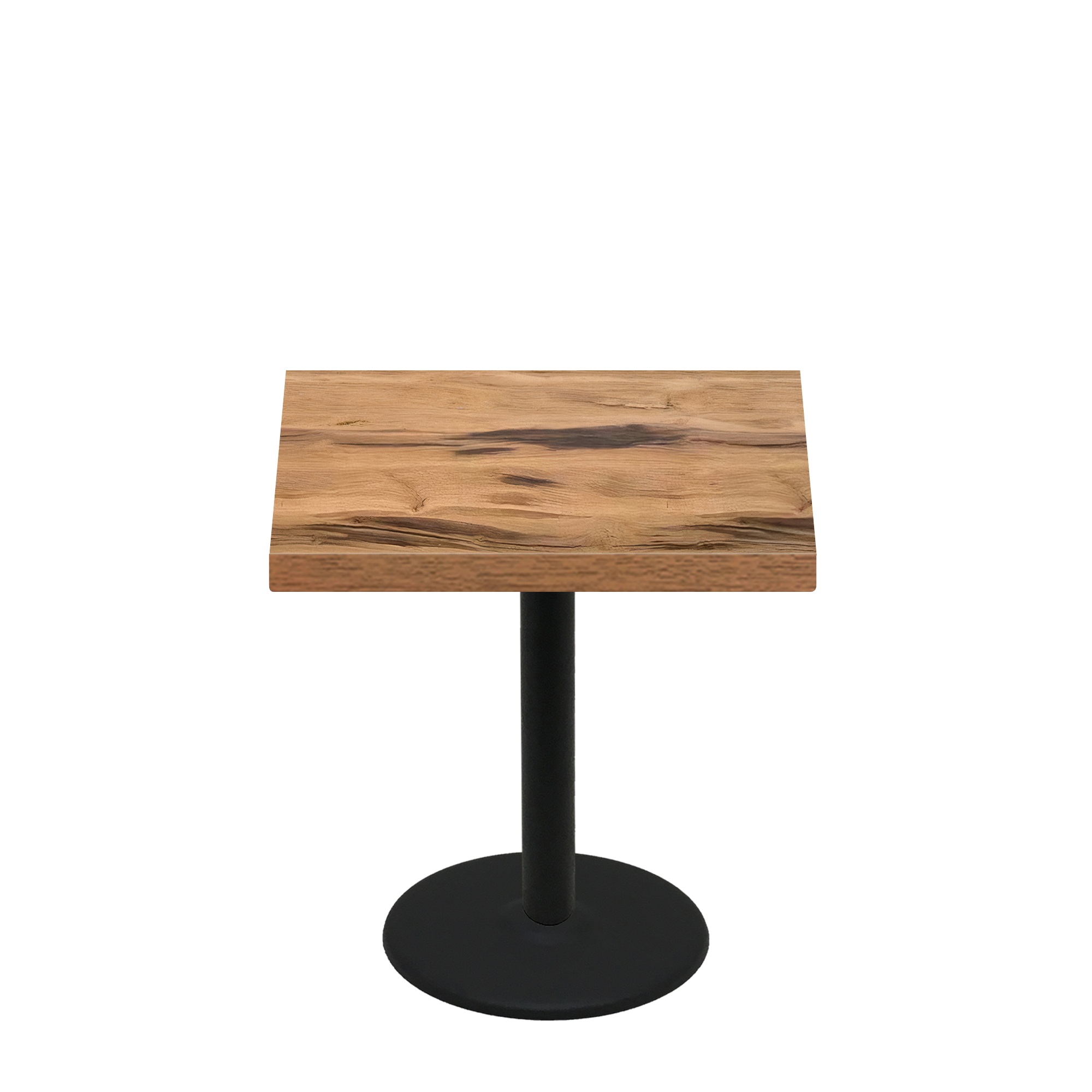 36" x 36" Urban Natural Heartwood Quick Ship Table + Black Standard Height 22" Disc Base