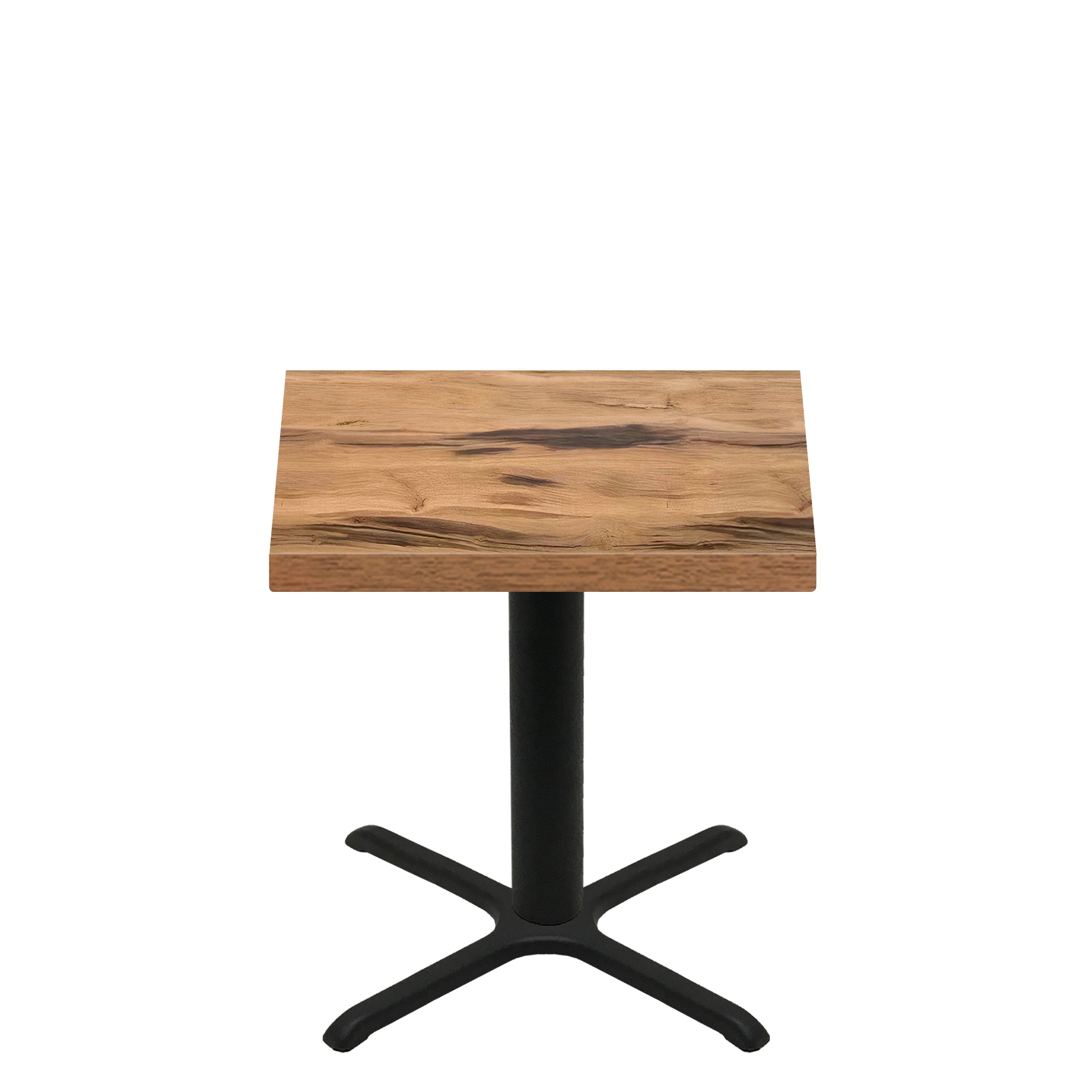 36" x 36" Urban Natural Heartwood Quick Ship Table + Black Standard Height 30" x 30" Cross Base