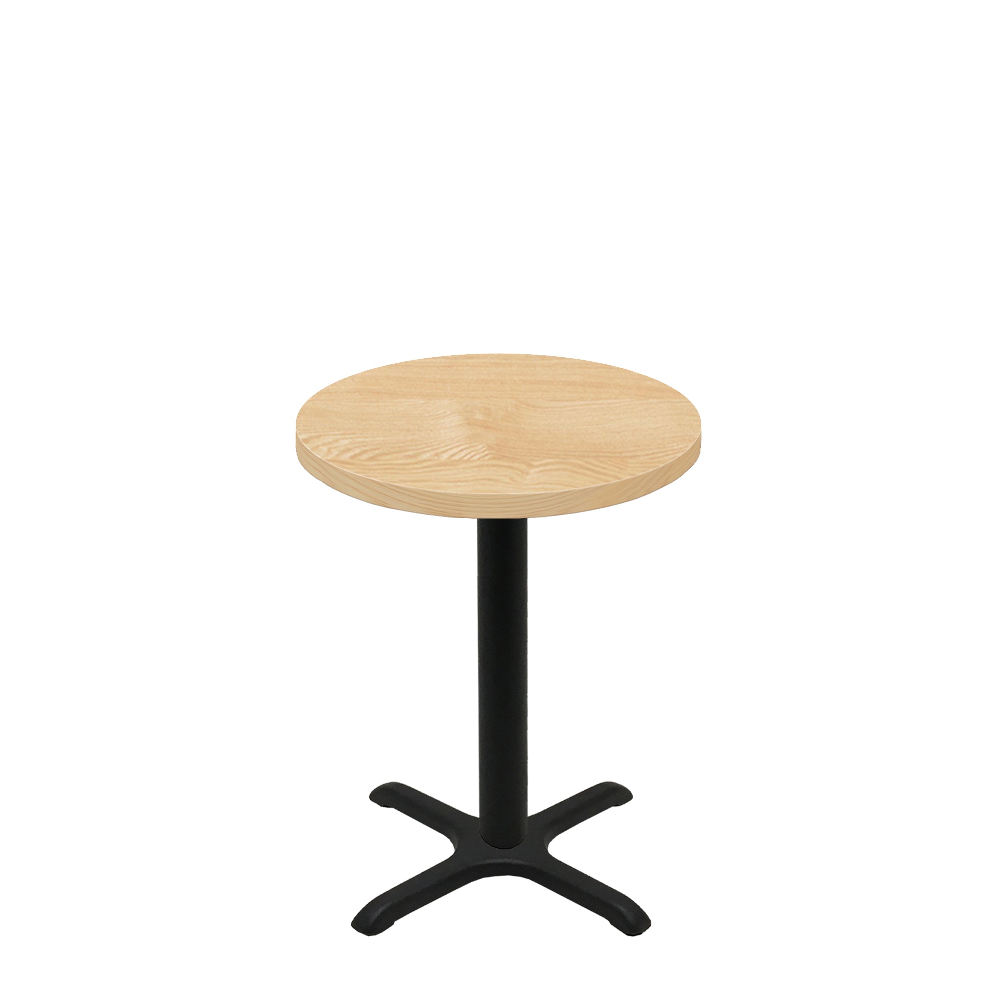 30" Round Woodland Clear Coat Finish Quick Ship Table + Black Standard Height 22" x 22" Cross Base