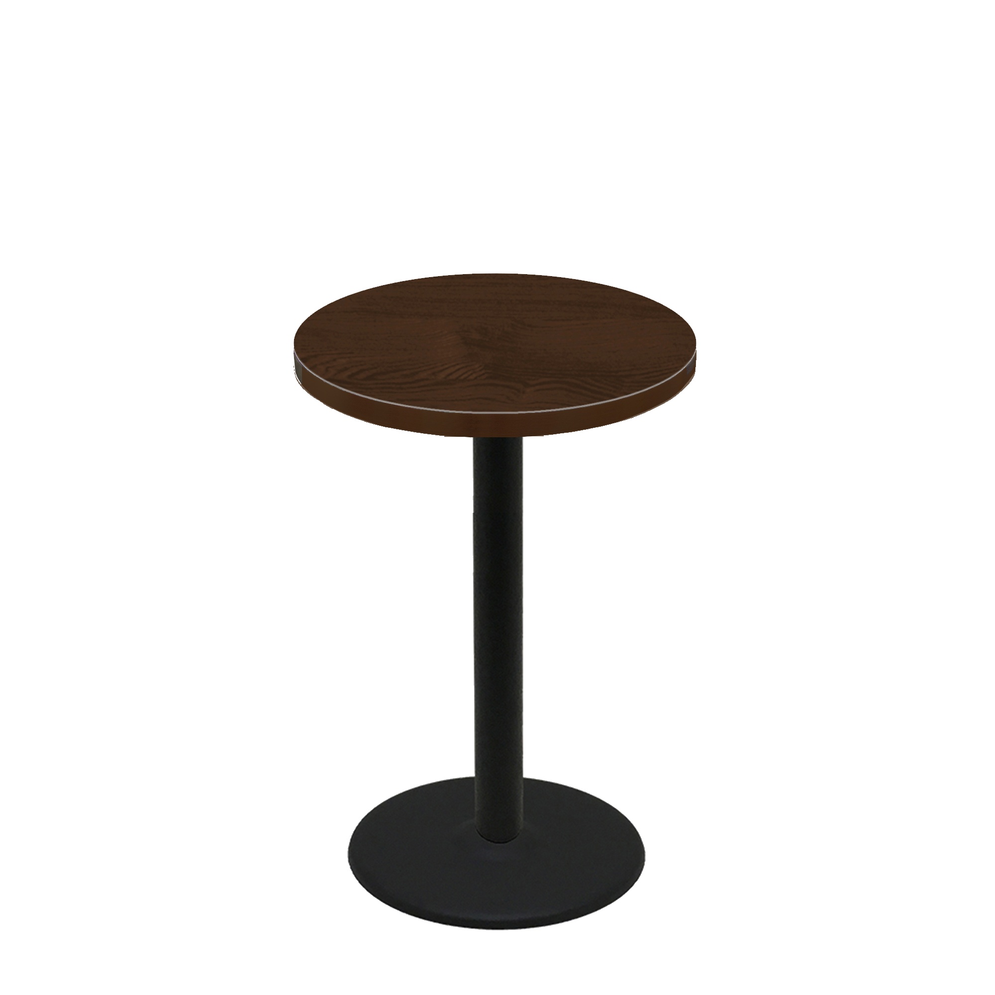 30" Round Woodland Dark Walnut Stain Quick Ship Table + Black Counter Height 22" Disc Base