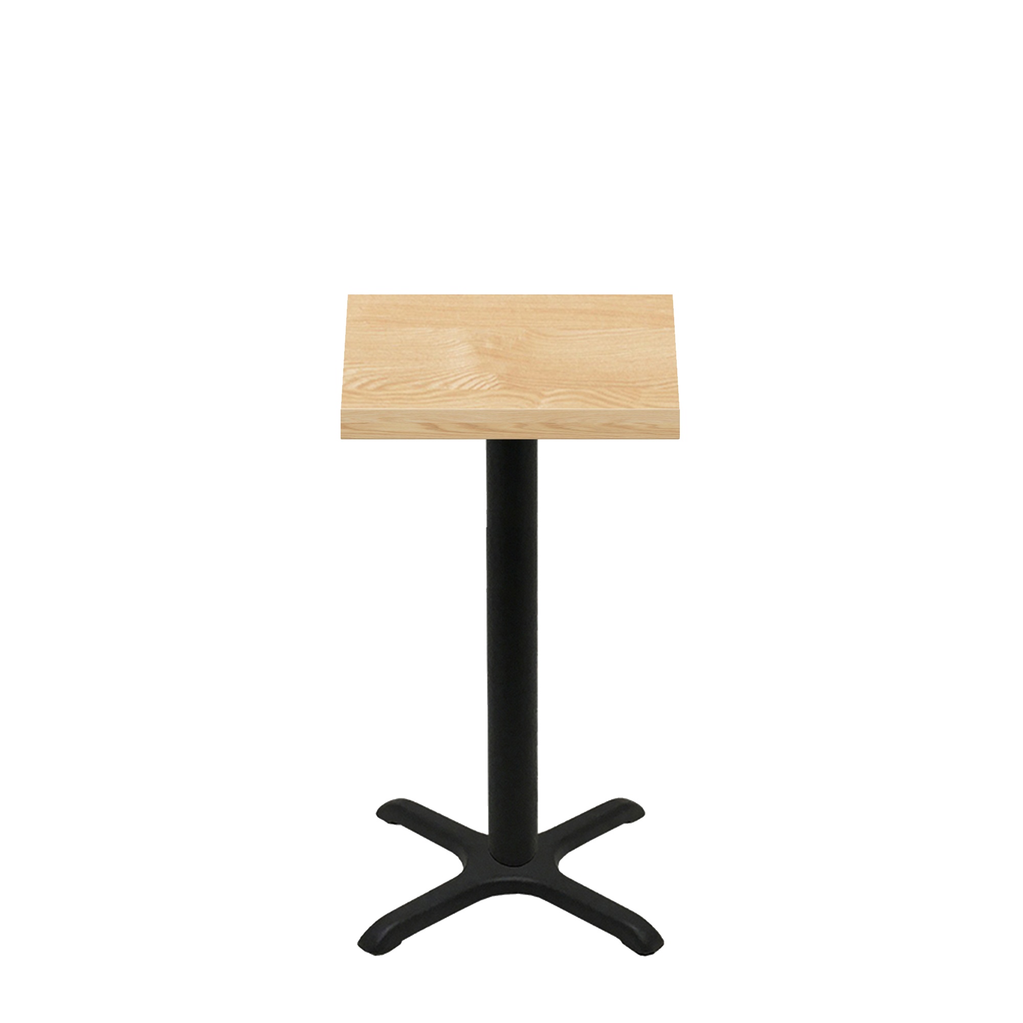 24" x 24" Woodland Clear Coat Finish Quick Ship Table + Black Counter Height 22" x 22" Cross Base