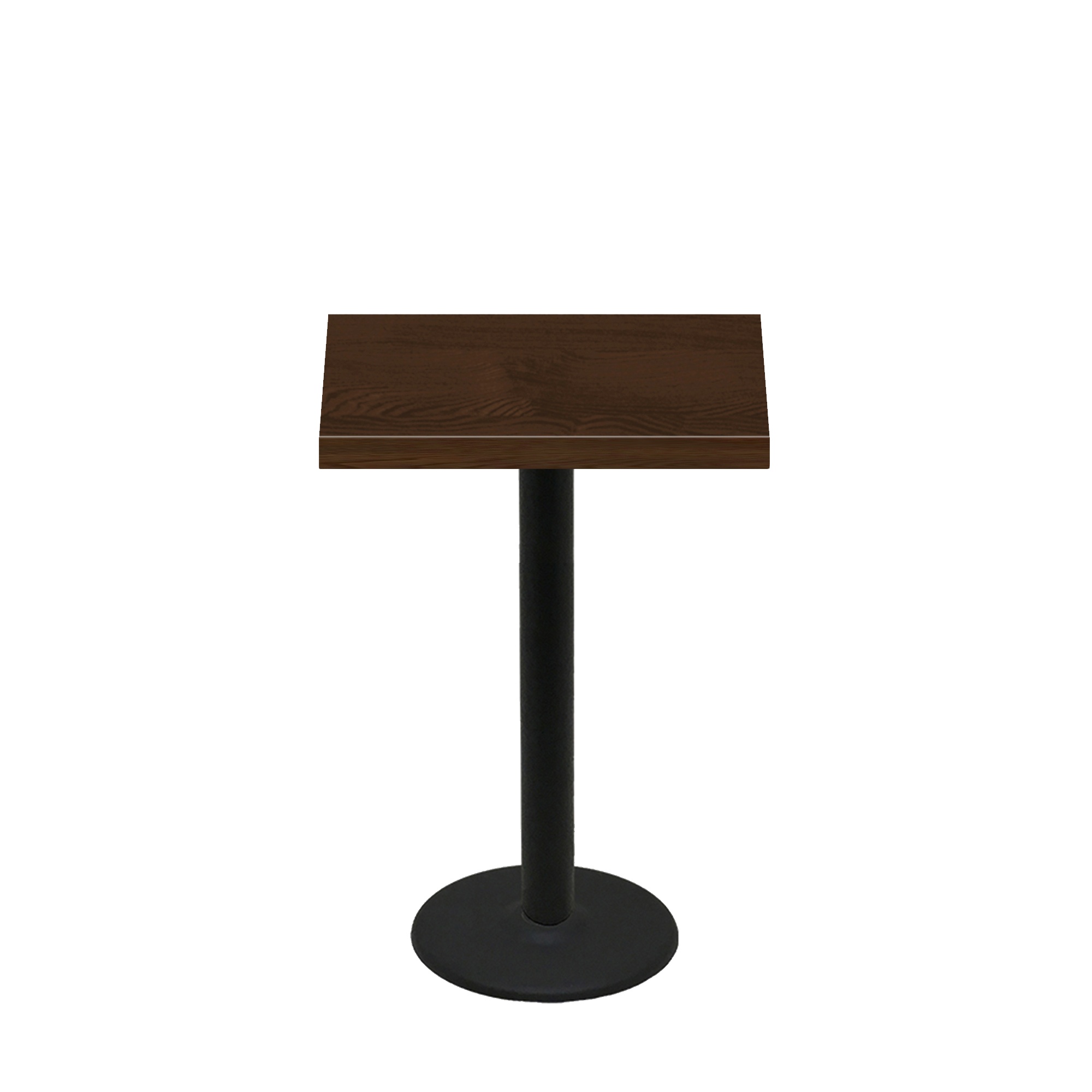 24" x 30" Woodland Dark Walnut Stain Quick Ship Table + Black Counter Height 18" Disc Base