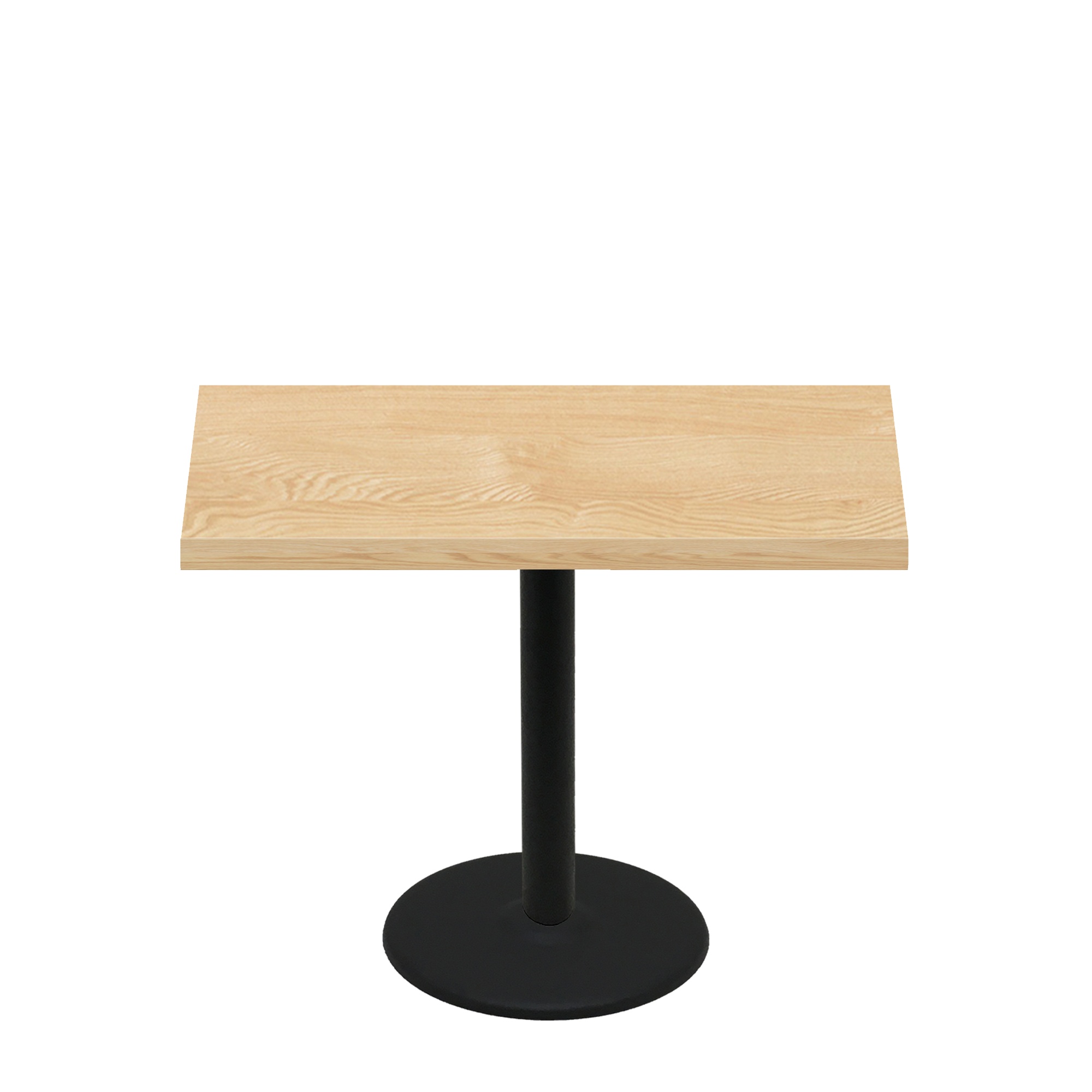 30" x 48" Woodland Clear Coat Finish Quick Ship Table + Black Standard Height 22" Disc Base