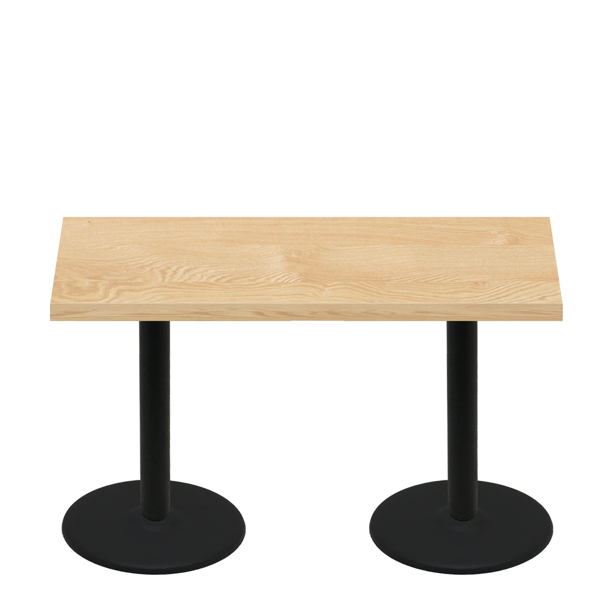 30" x 60" Woodland Clear Coat Finish Quick Ship Table + (2) Black Standard Height 22" Disc Bases