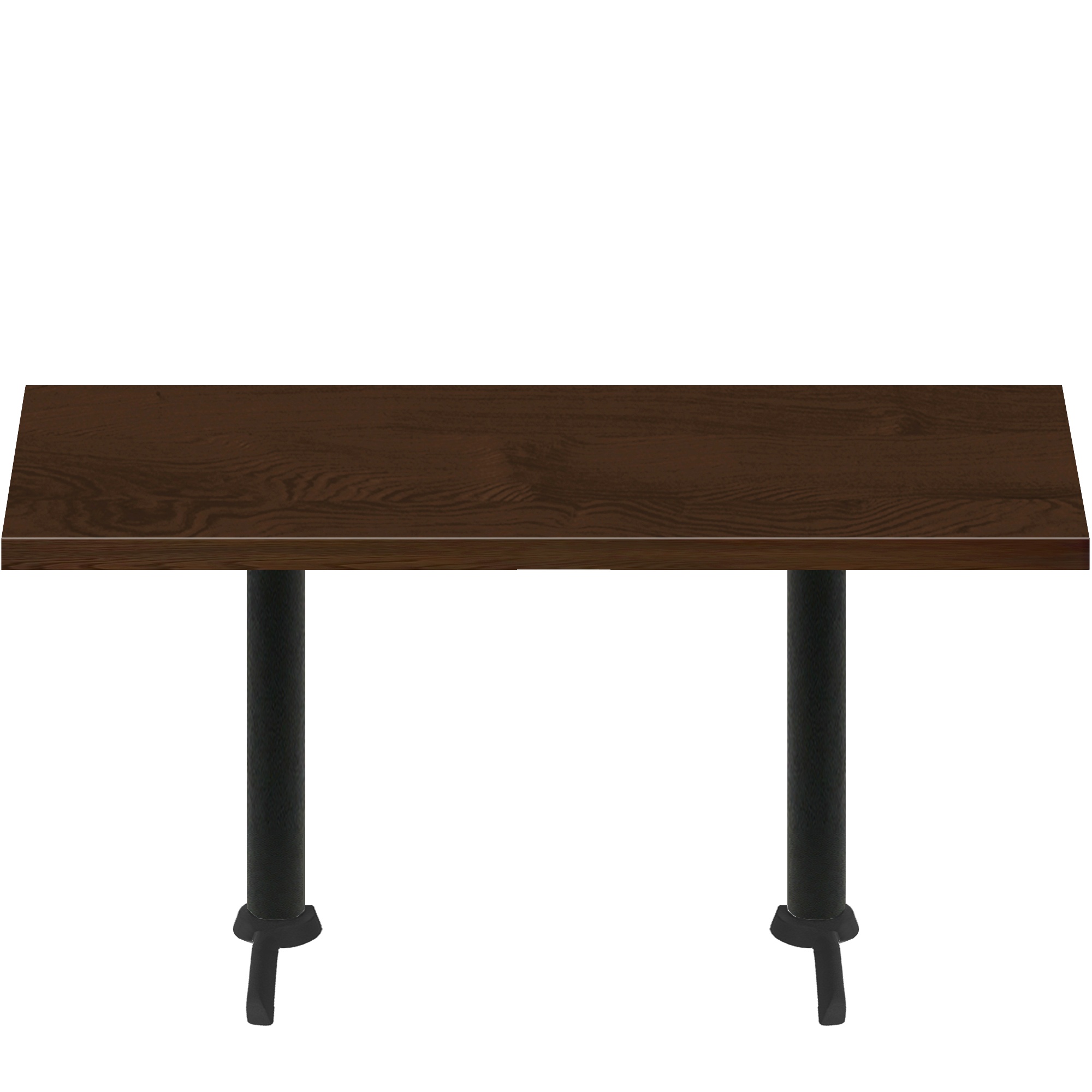 30" x 72" Woodland Dark Walnut Stain Quick Ship Table + (2) Black Standard Height 22" T Bases