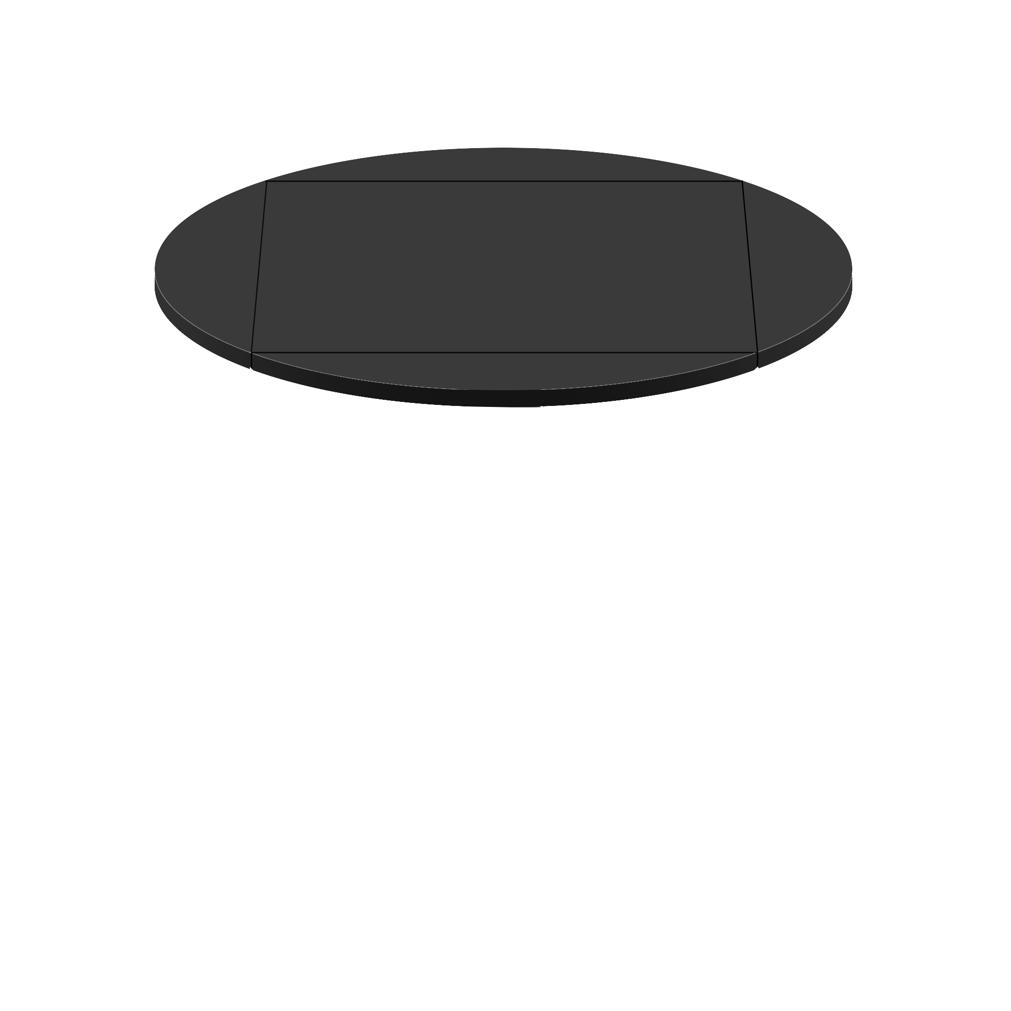 Two-Sided Quick Ship Table Tops - Mahogany/Black Laminate - Black T-Mold - 36" x 36" Flip to 51" Round