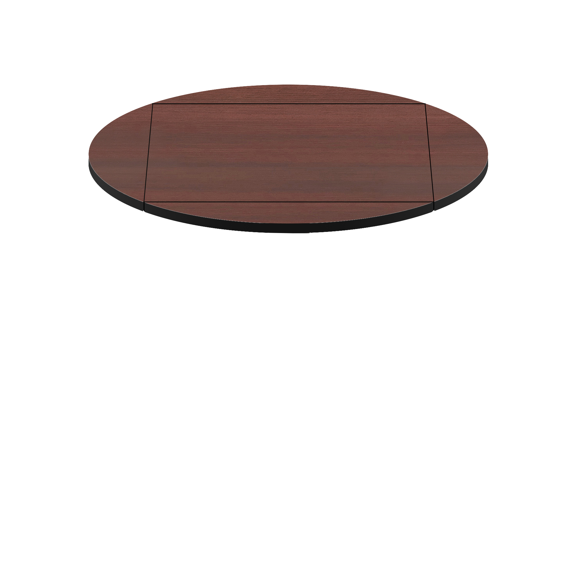 Two-Sided Quick Ship Table Tops - Mahogany/Black Laminate - Black T-Mold - 36" x 36" Flip to 51" Round