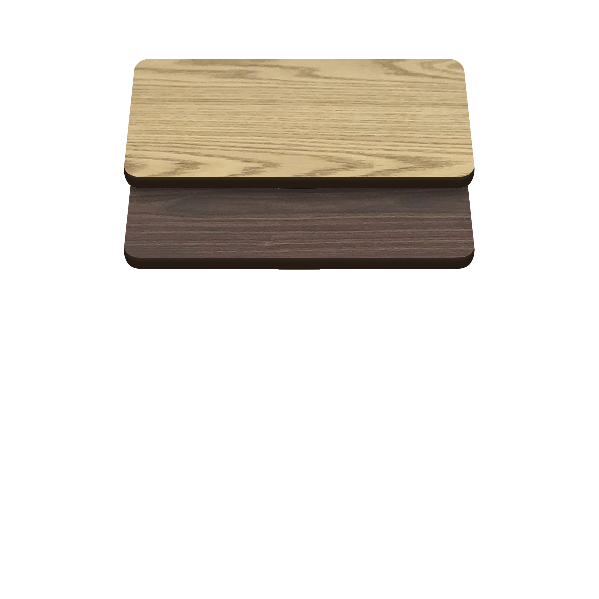 Two-Sided Quick Ship Table Tops - Oak/Walnut Laminate - Brown T-Mold - 42" x 42" - both sides