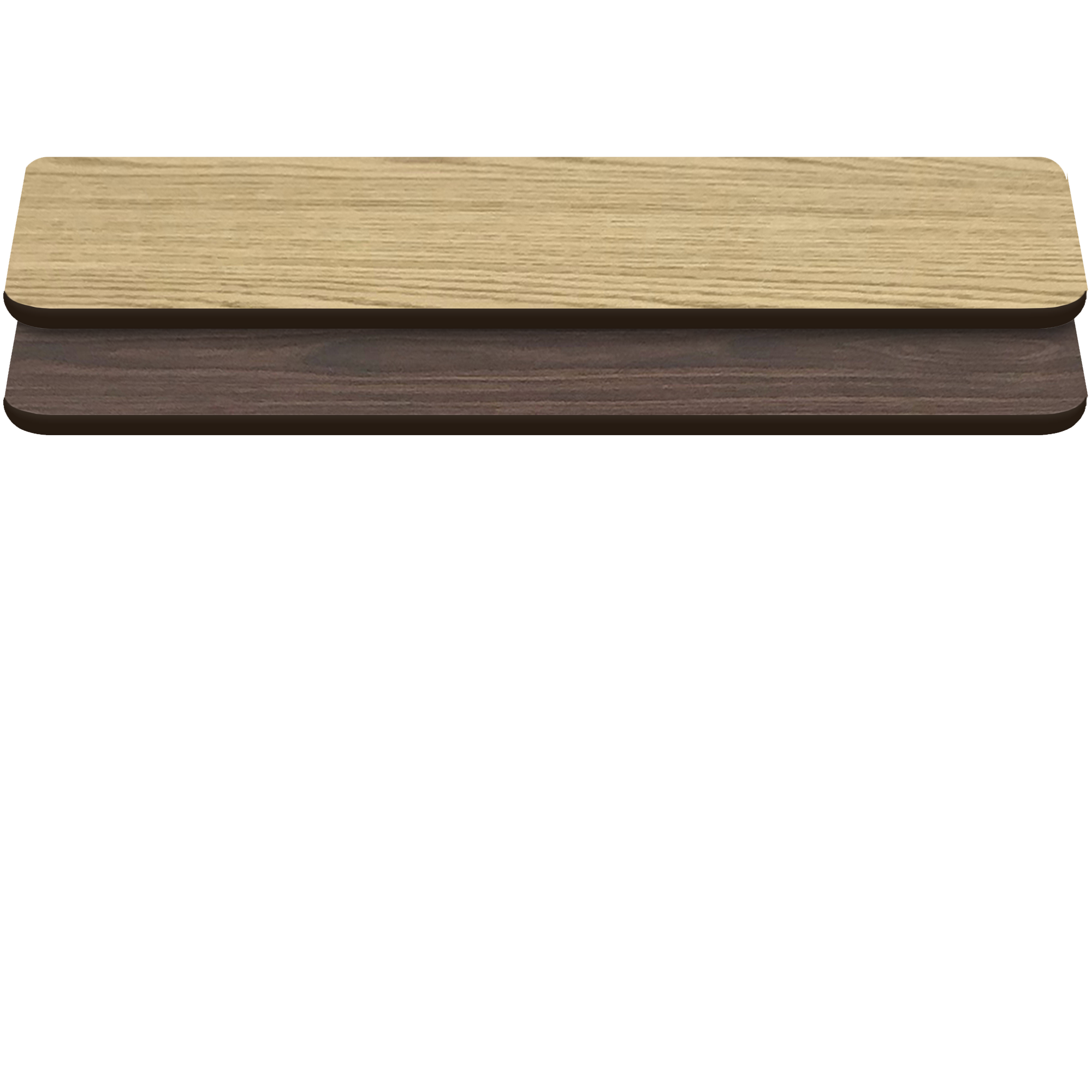 Two-Sided Quick Ship Table Tops - Oak/Walnut Laminate - Brown T-Mold - 30" x 72" - both sides