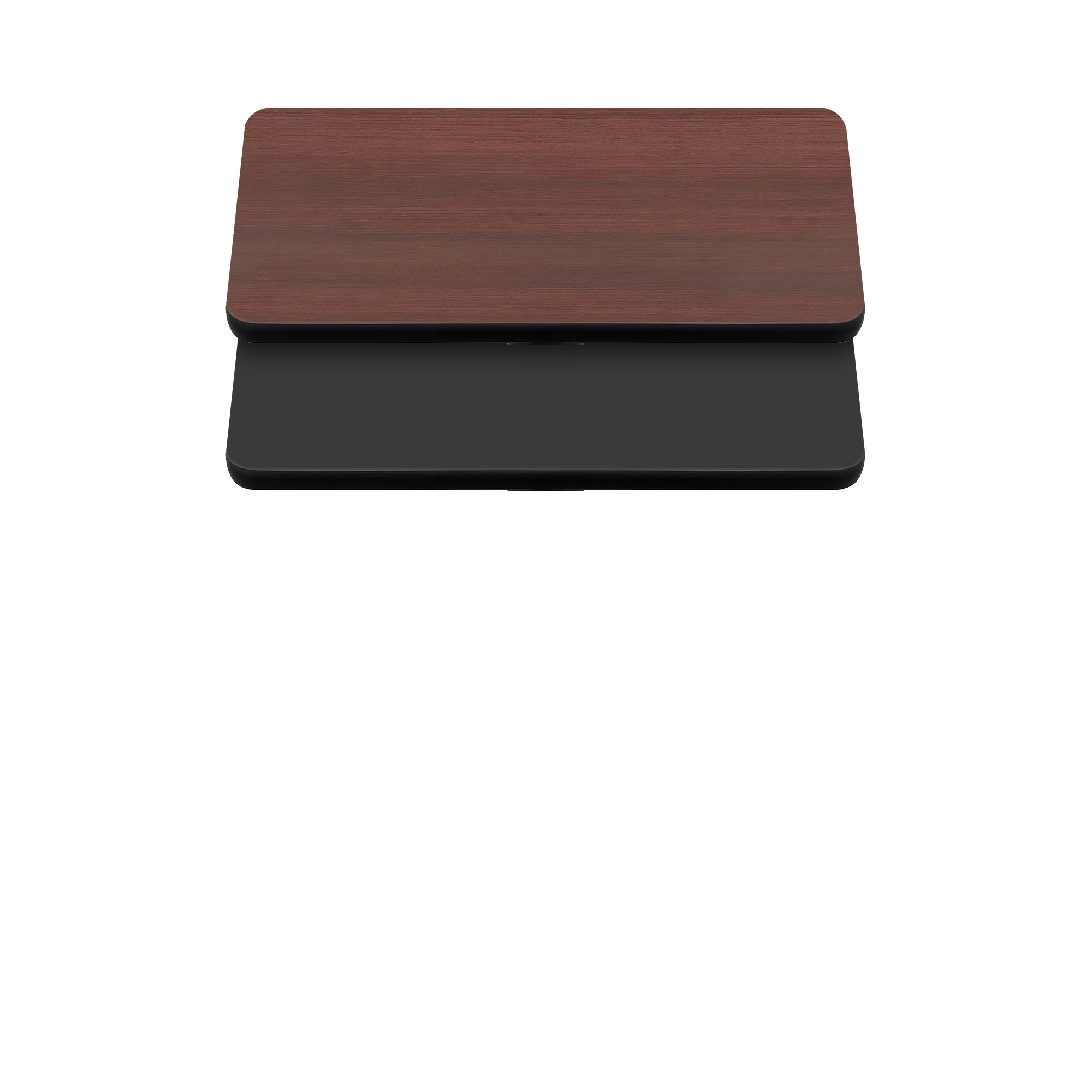 Two-Sided Quick Ship Table Tops - Mahogany/Black Laminate - Black T-Mold - 42" x 42" - both sides