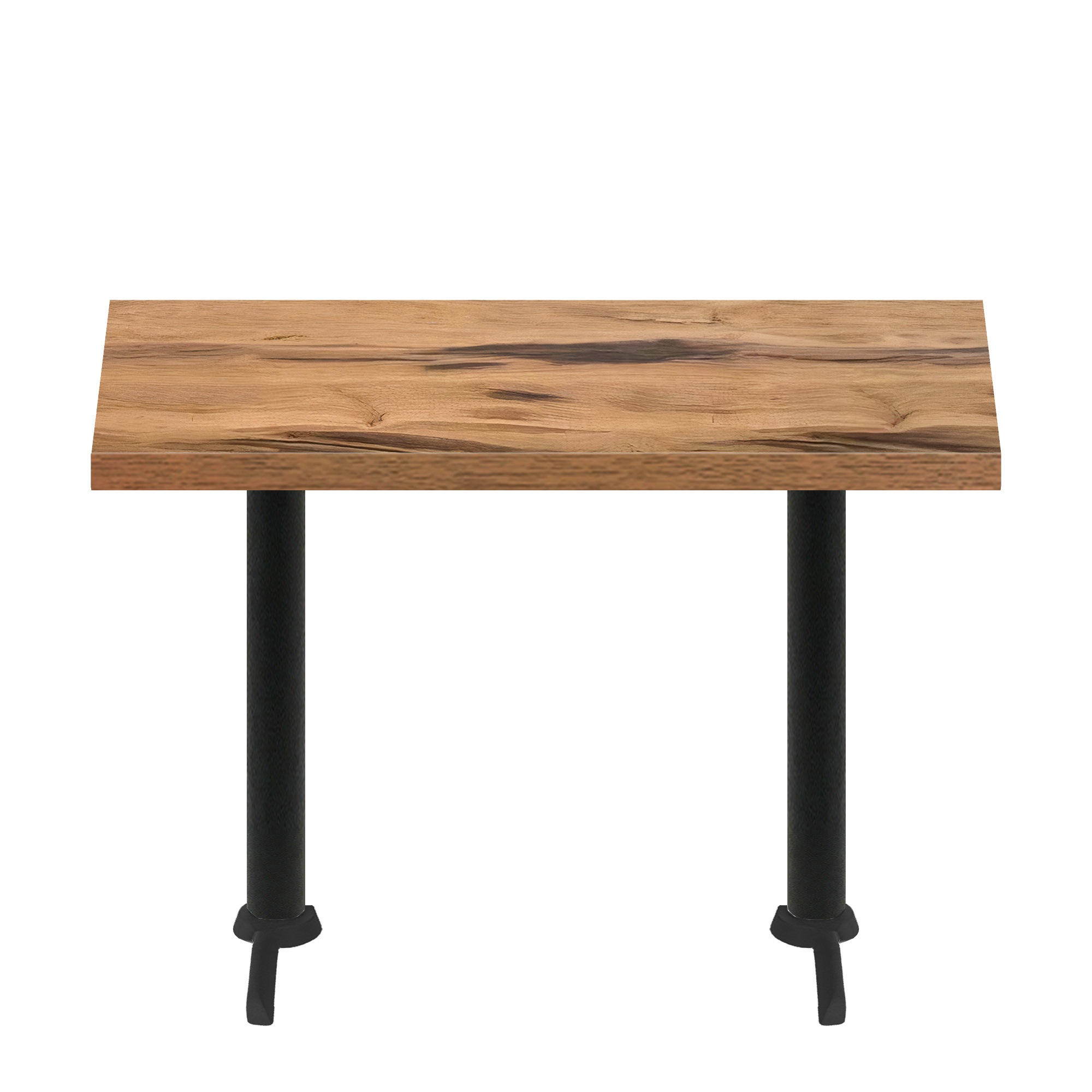 30″ x 60″ Urban Natural Heartwood Quick Ship Table + (2) Black Counter Height 22″ T Bases