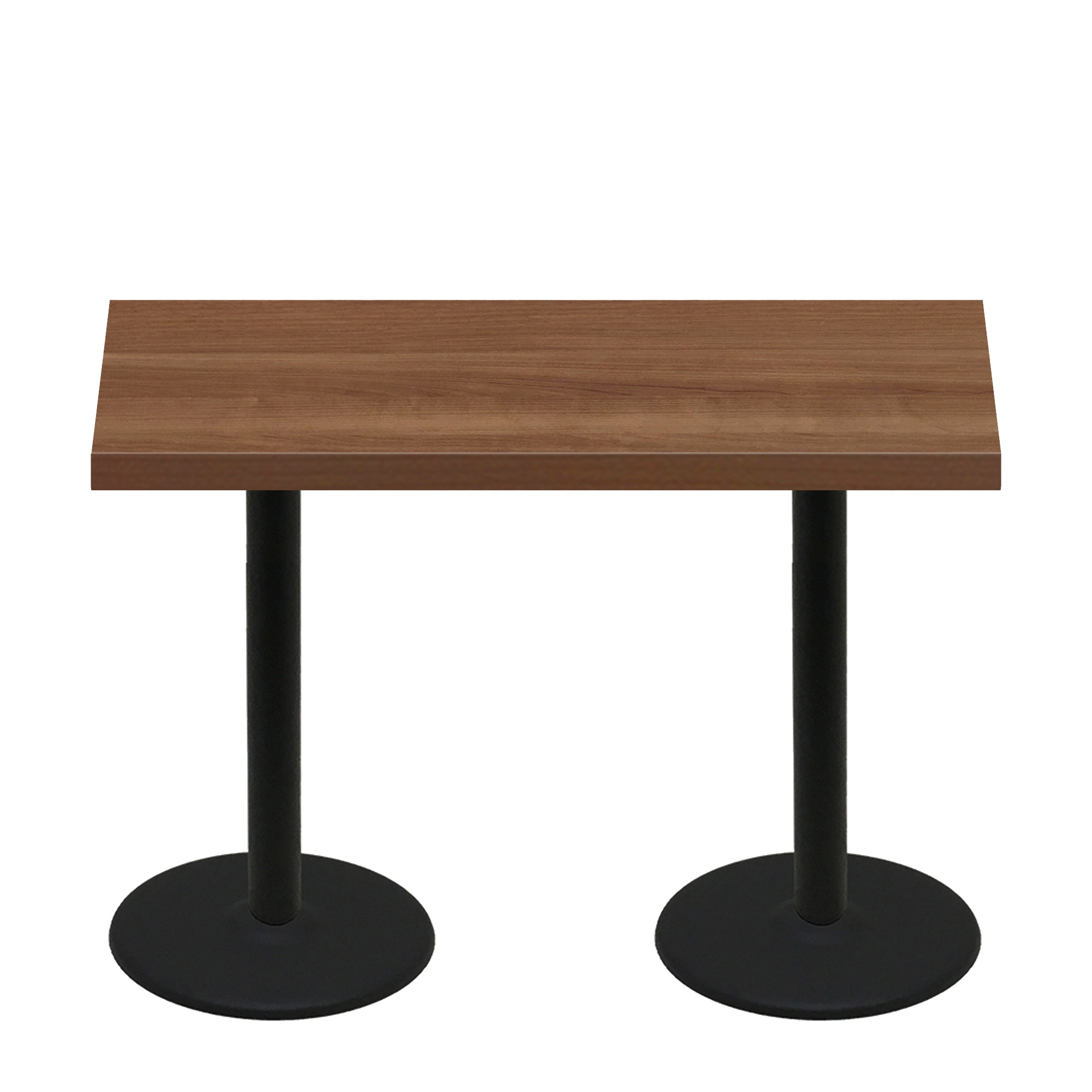 30″ x 60″ Urban Toasted Birch Quick Ship Table + (2) Black Counter Height 22″ Disc Bases